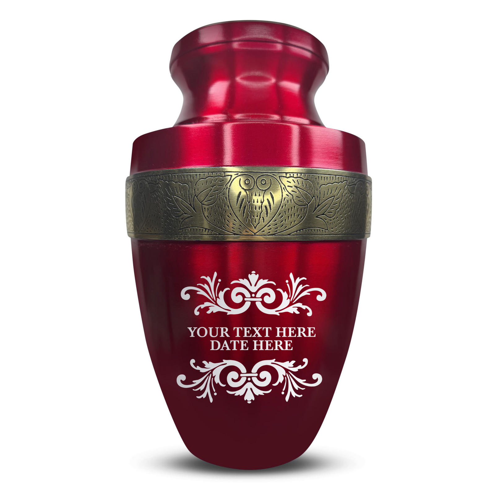 Custom Aluminum Human Urn - Memorial Decorative Swirl Design - Elite Collection with Gold Inlay - 200 Cubic Inch
