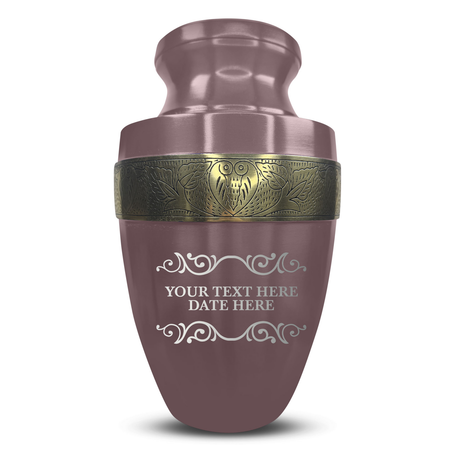 Custom Aluminum Human Urn - Memorial Decorative Swirl Design - Elite Collection with Gold Inlay - 200 Cubic Inch