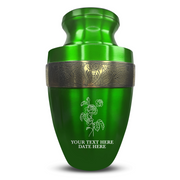 Custom Aluminum Human Urn - Memorial Floral Design - Elite Collection with Gold Inlay - 200 Cubic Inch