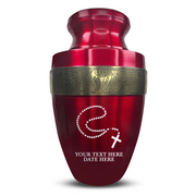 Custom Aluminum Human Urn - Rosary Illustration Design - Elite Collection with Gold Inlay - 200 Cubic Inch