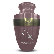 Custom Aluminum Human Urn - Rosary Illustration Design - Elite Collection with Gold Inlay - 200 Cubic Inch