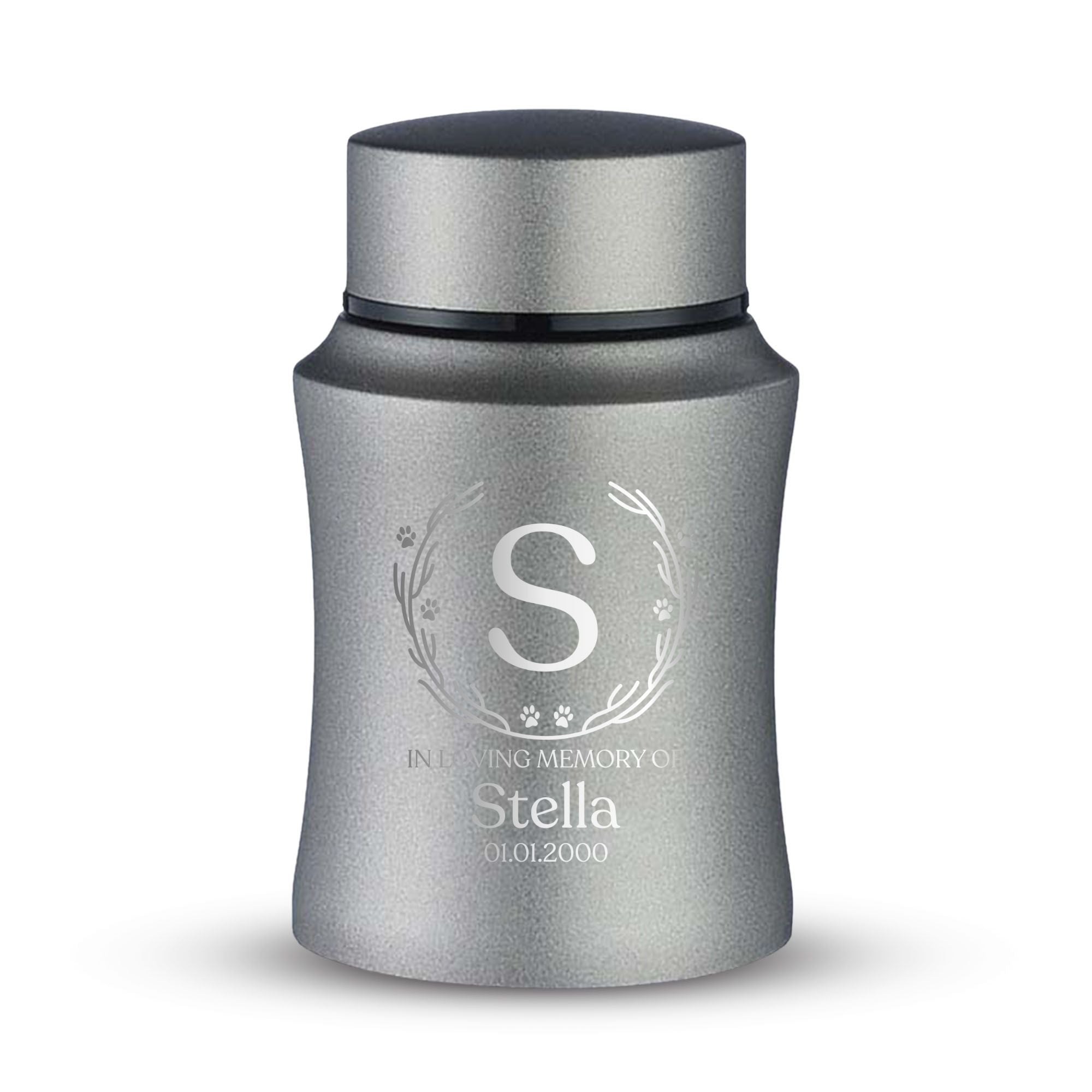 Custom Small Keepsake Cremation Urn for Small Dogs - Laser Engraved - Fit up to 10lbs - Powder Coated Stainless Steel Urn