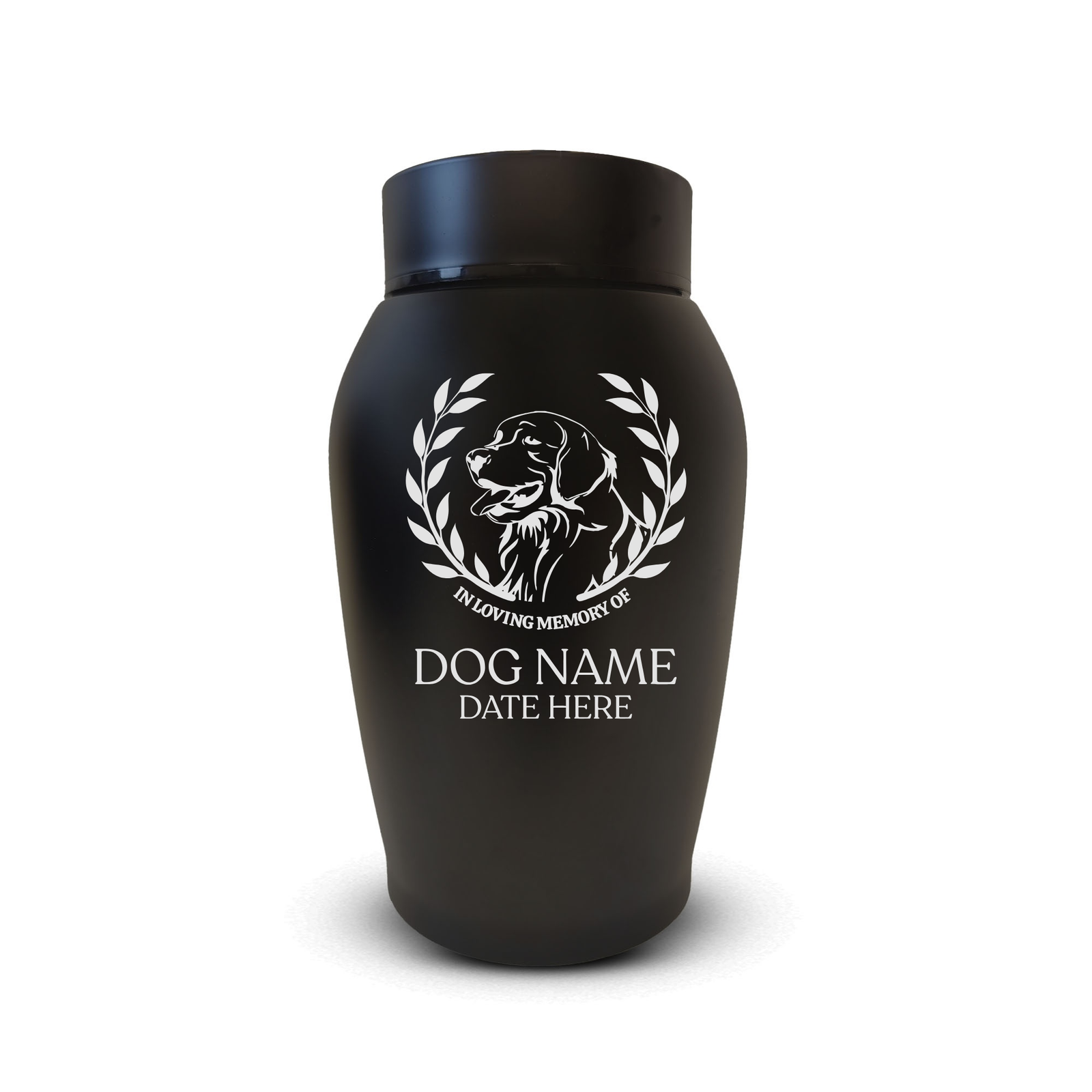 Medium Custom Dog Urn – 50 Cubic Inch – Stainless Steel | Dog Breed Design