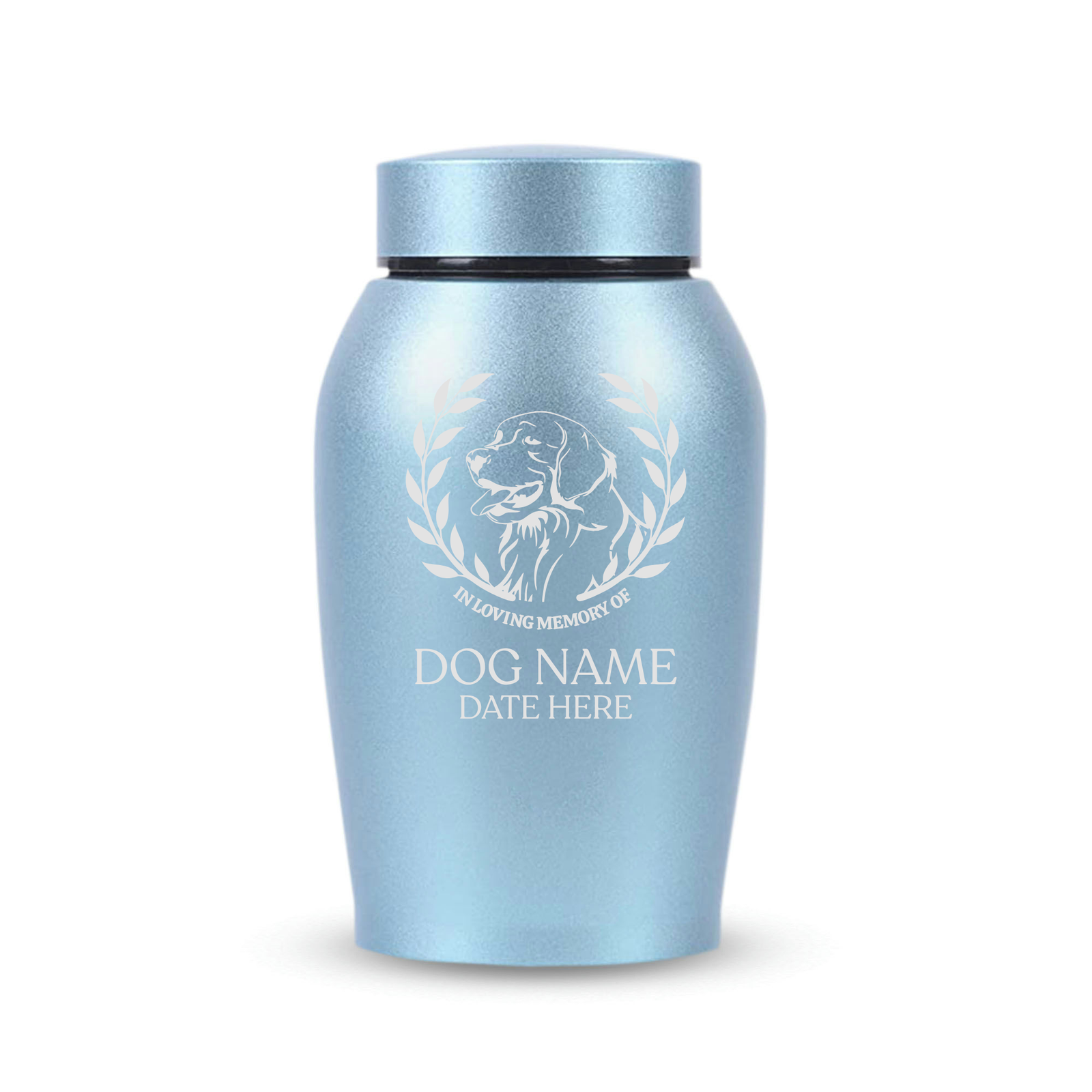 Medium Custom Dog Urn – 50 Cubic Inch – Stainless Steel | Dog Breed Design