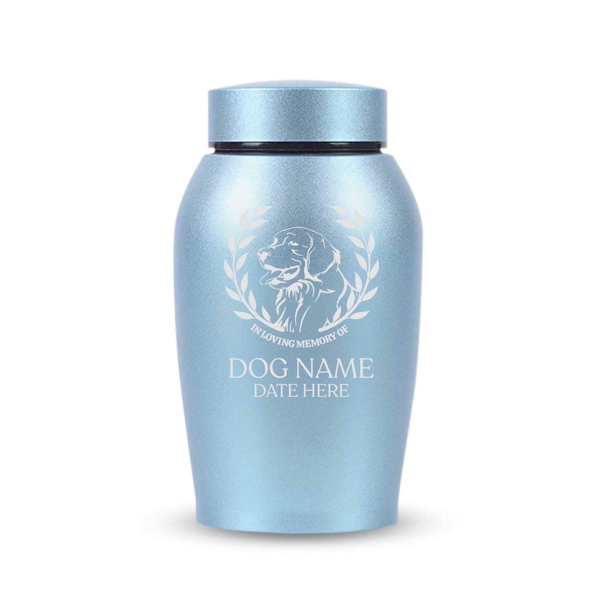 Medium Custom Dog Urn – 50 Cubic Inch – Stainless Steel | Dog Breed Design