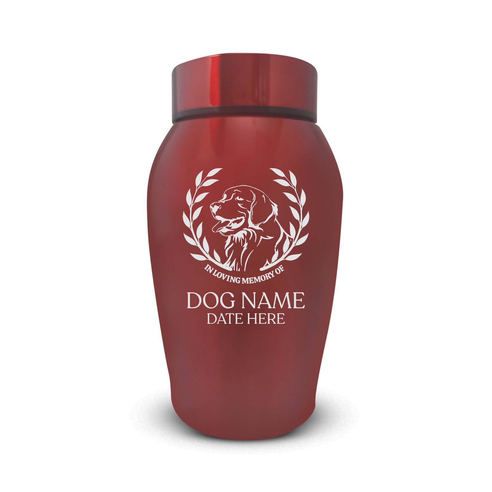 Medium Custom Dog Urn – 50 Cubic Inch – Stainless Steel | Dog Breed Design