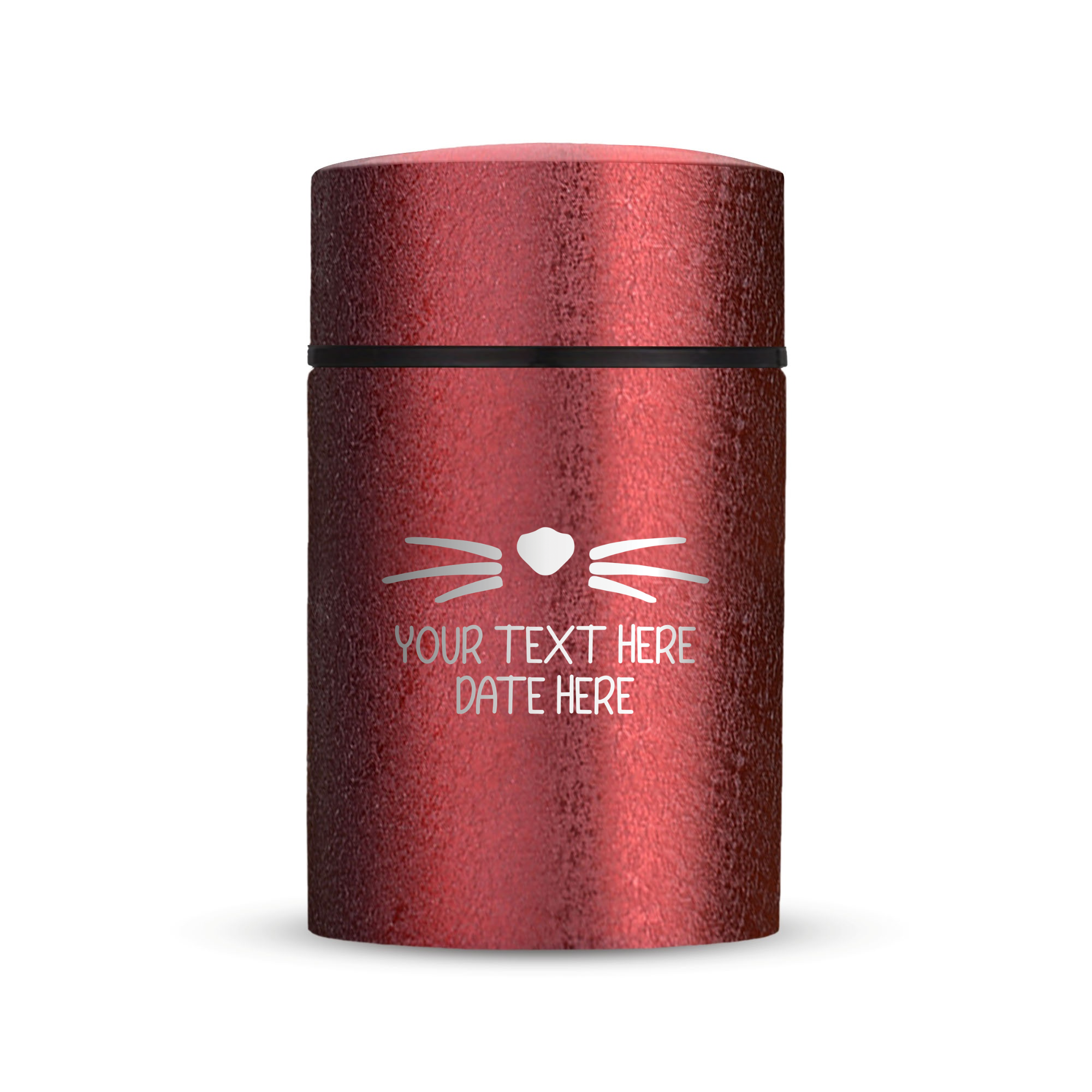 Custom Compact Mini Keepsake Cat Urn - Stainless Steel - Textured Finish - 8 Cubic Inch| Heart & Whiskers Collection