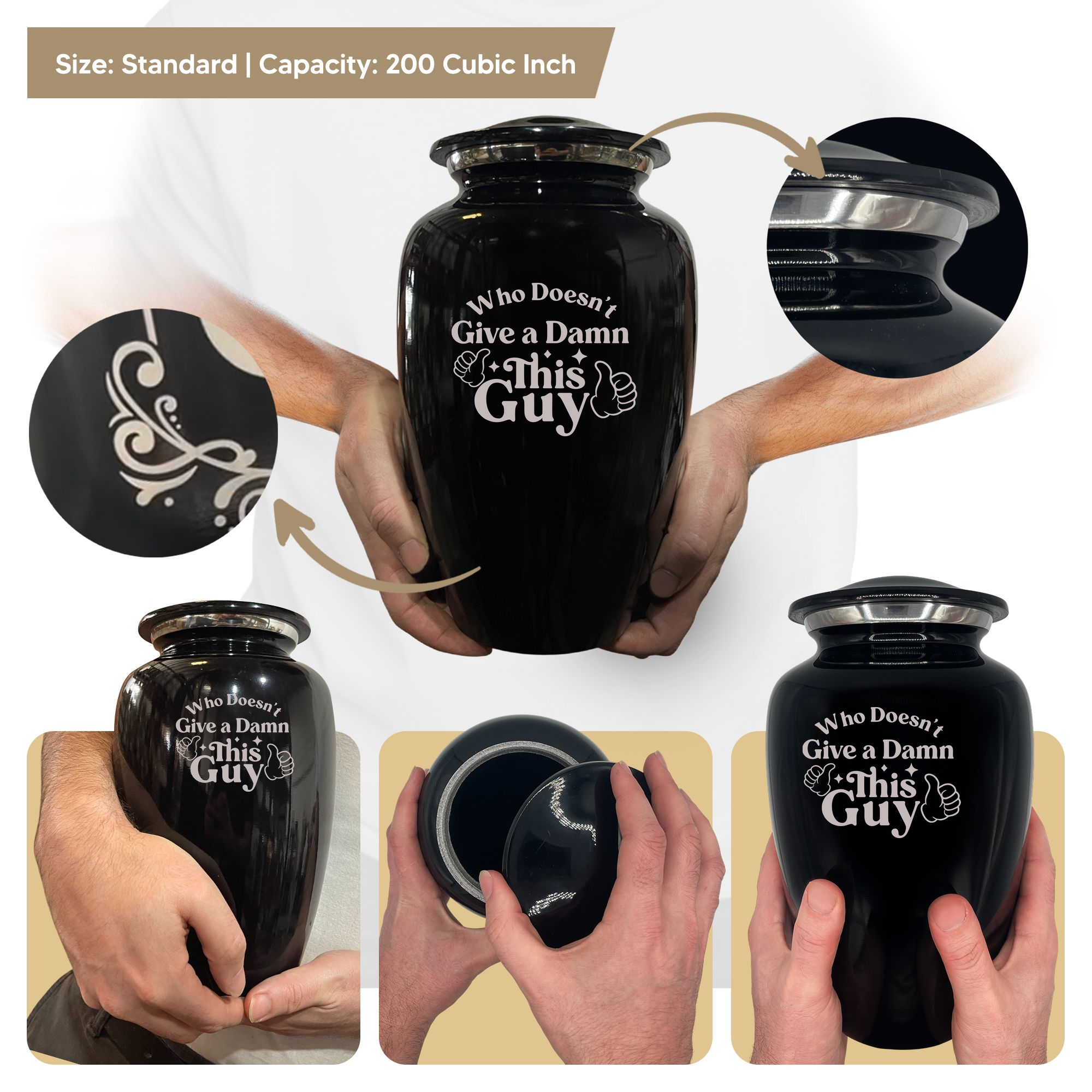 Splendor Human Cremation Urn - 200 Cubic Inch Capacity - Metal | Dark Humor Collection