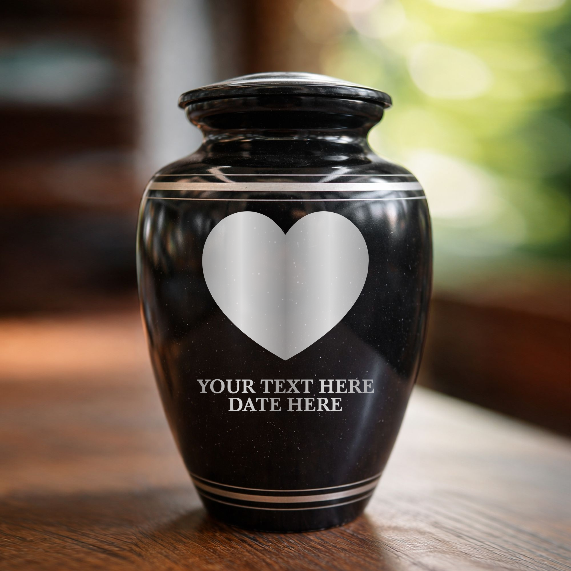 Extra Large Human Cremation Urn - 350 Cubic Inch - Black Spotted Finish with Silver Rim | Traditional Memorial