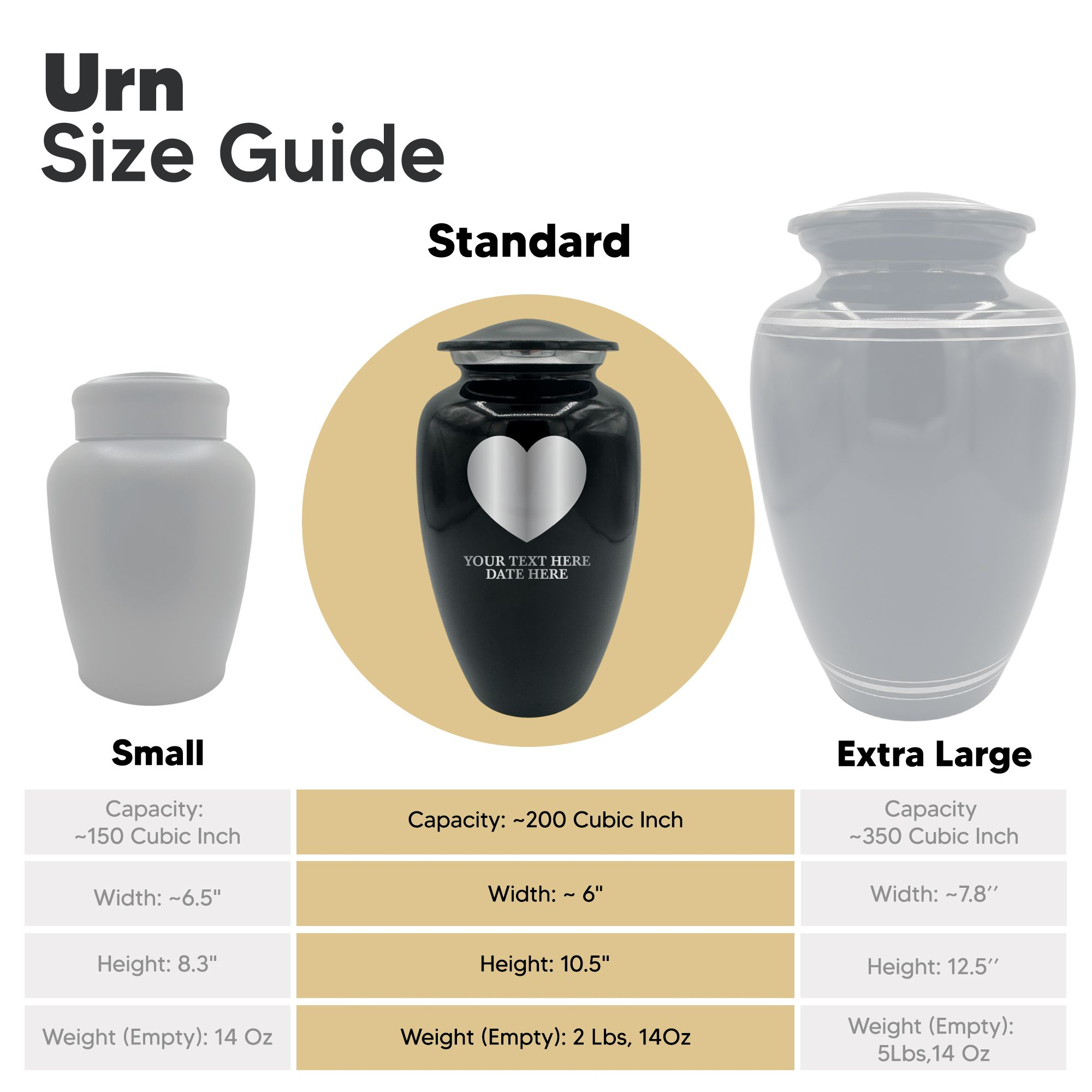 Splendor Human Cremation Urn – 200 Cubic Inch Capacity – Metal | Traditional Memorial