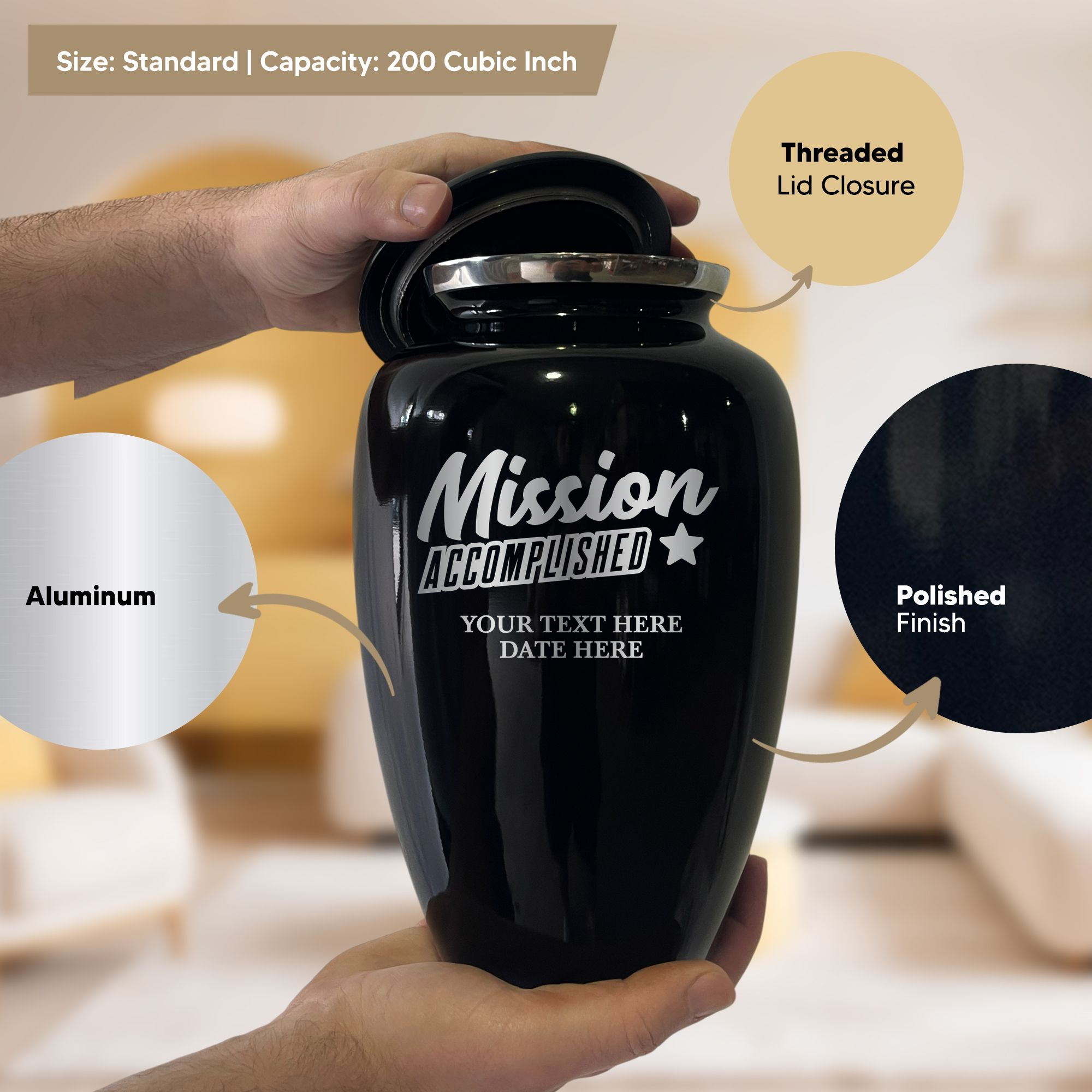 Splendor Human Cremation Urn – 200 Cubic Inch Capacity – Metal | Fantasy Memorial