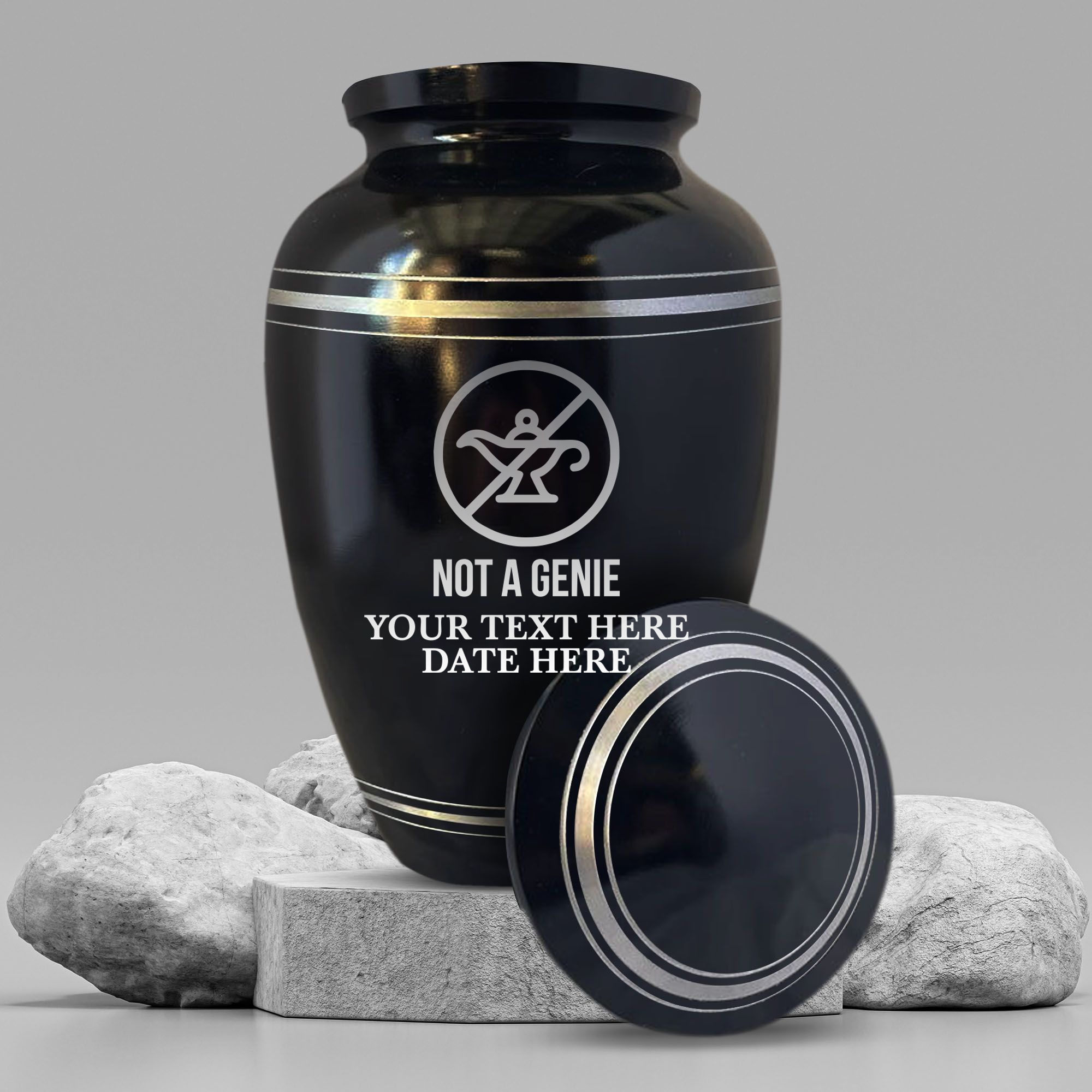 Polished Aluminum with Silver Rim Human Cremation Urn - 200 Cubic Inch | Funny Pop Culture