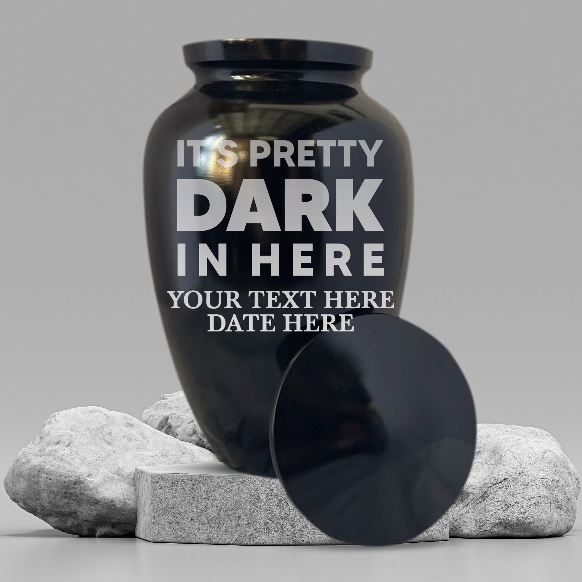 Polished Black Aluminum Human Cremation Urn - 200 Cubic Inch | Just Funny Memorial Collection
