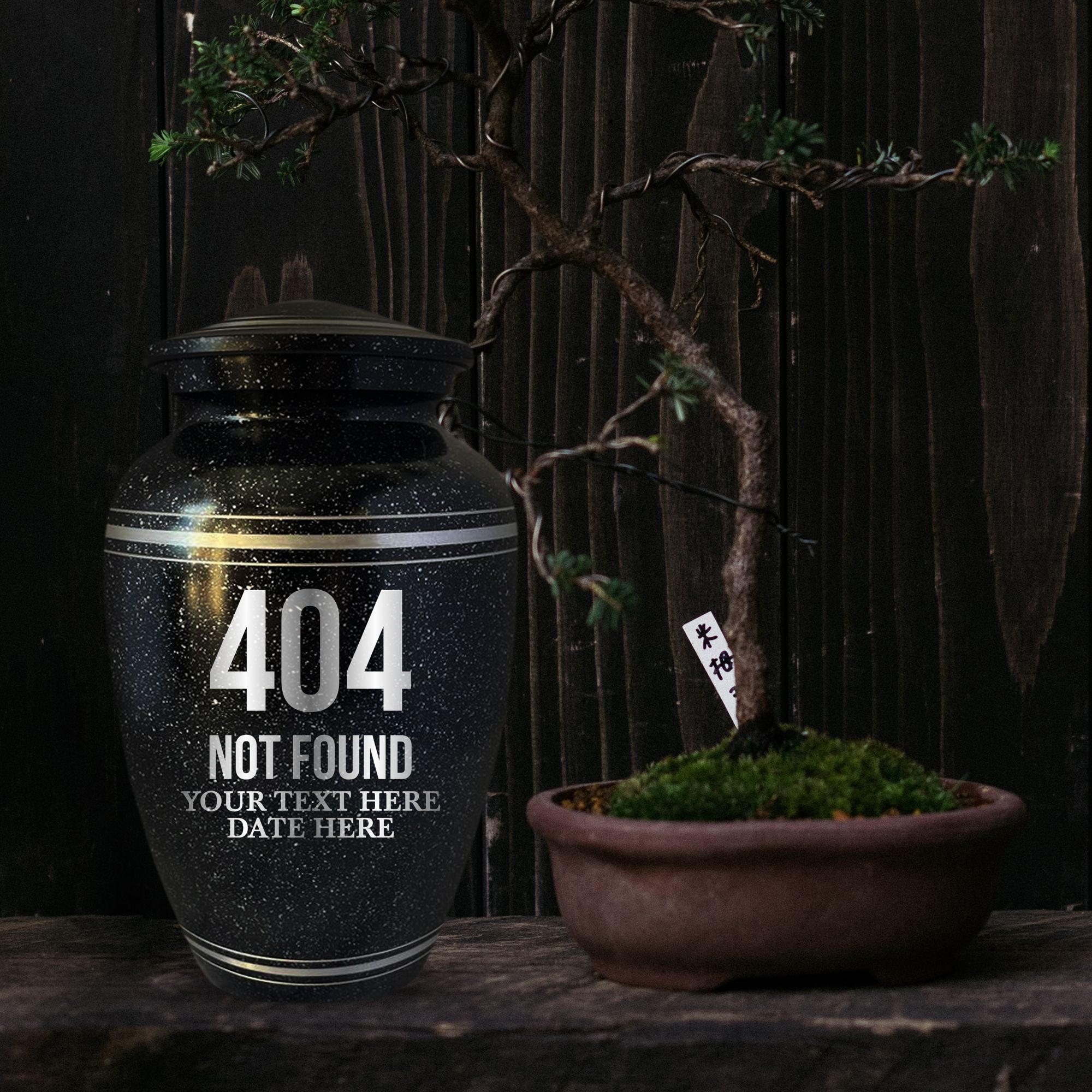 Spotted Black Aluminum with Silver Rim Human Cremation Urn - 200 Cubic Inch | Tech Humor