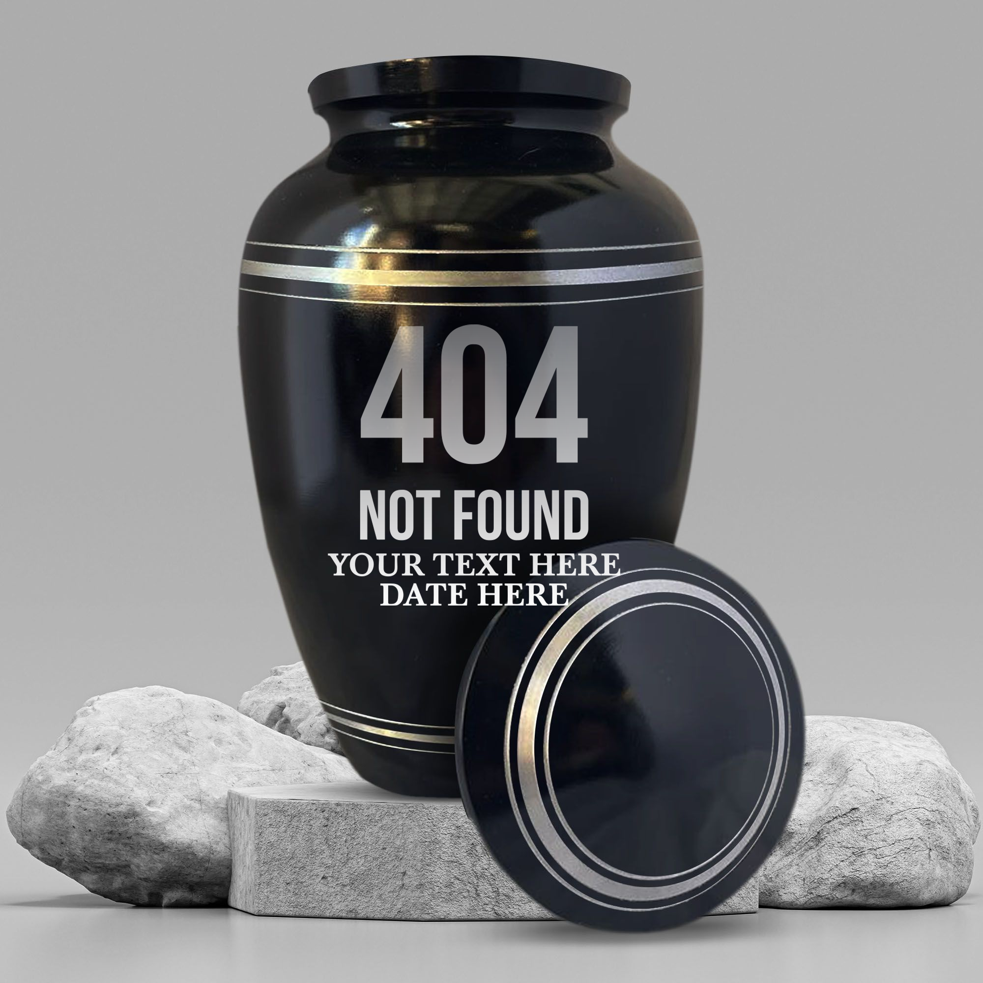Polished Aluminum with Silver Rim Human Cremation Urn - 200 Cubic Inch | Tech Humor