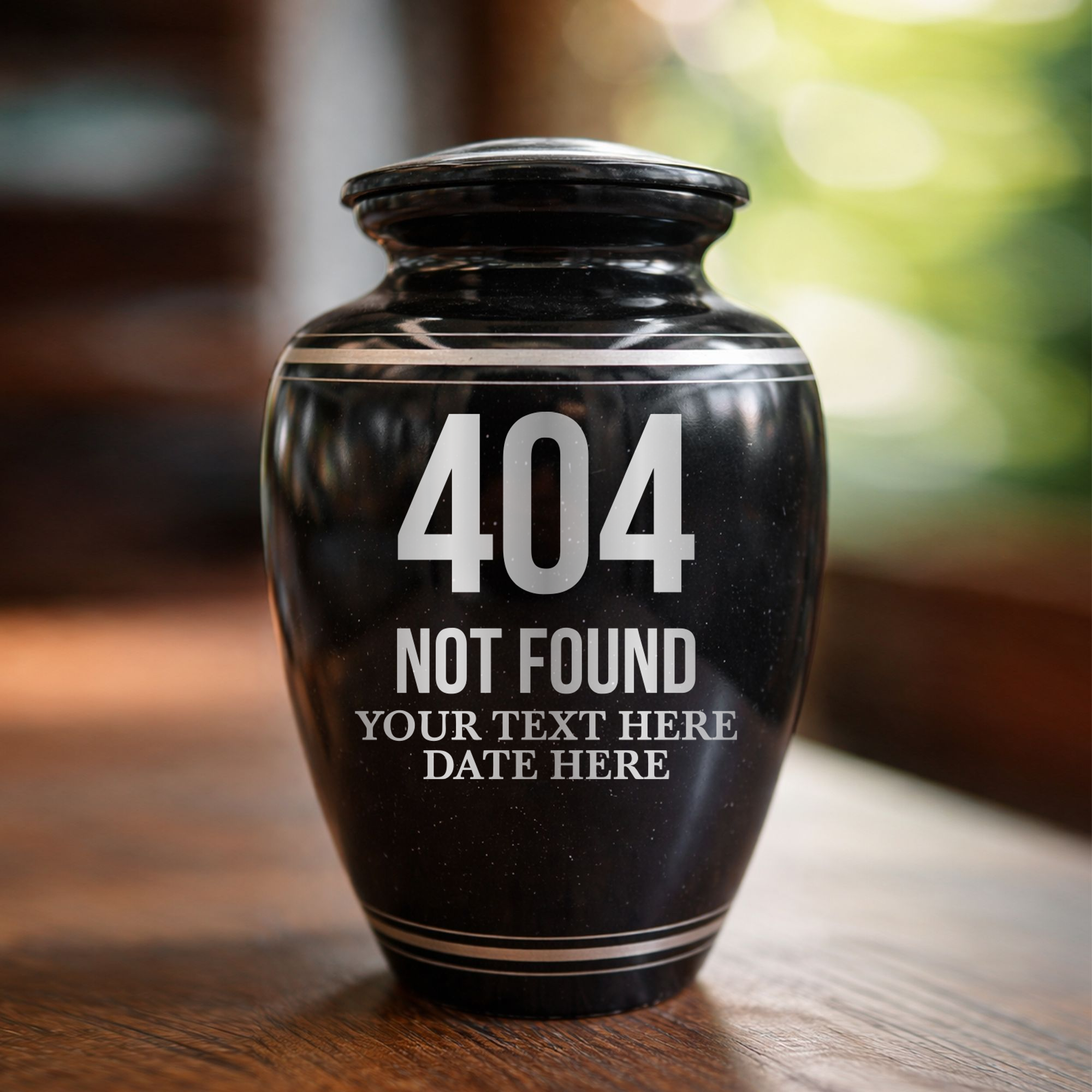 Extra Large Human Cremation Urn - 350 Cubic Inch - Black Spotted Finish with Silver Rim | Tech Humor
