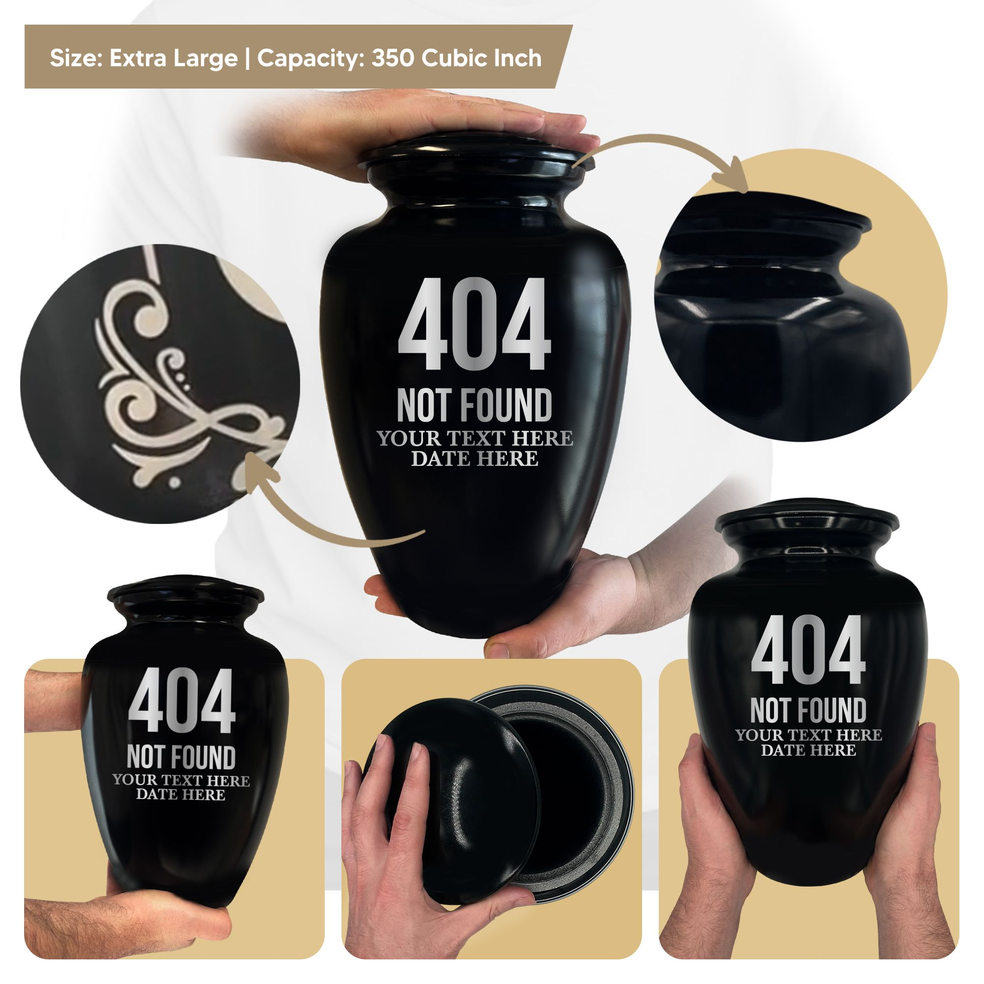 Polished Extra Large Human Cremation Urn 350 Cubic Inch - Engraved Aluminum | Tech Humor