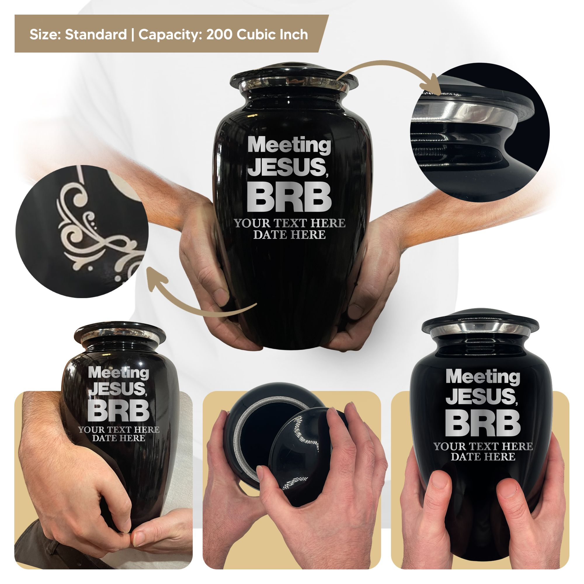 Splendor Human Cremation Urn – 200 Cubic Inch Capacity – Metal | Christian Humor