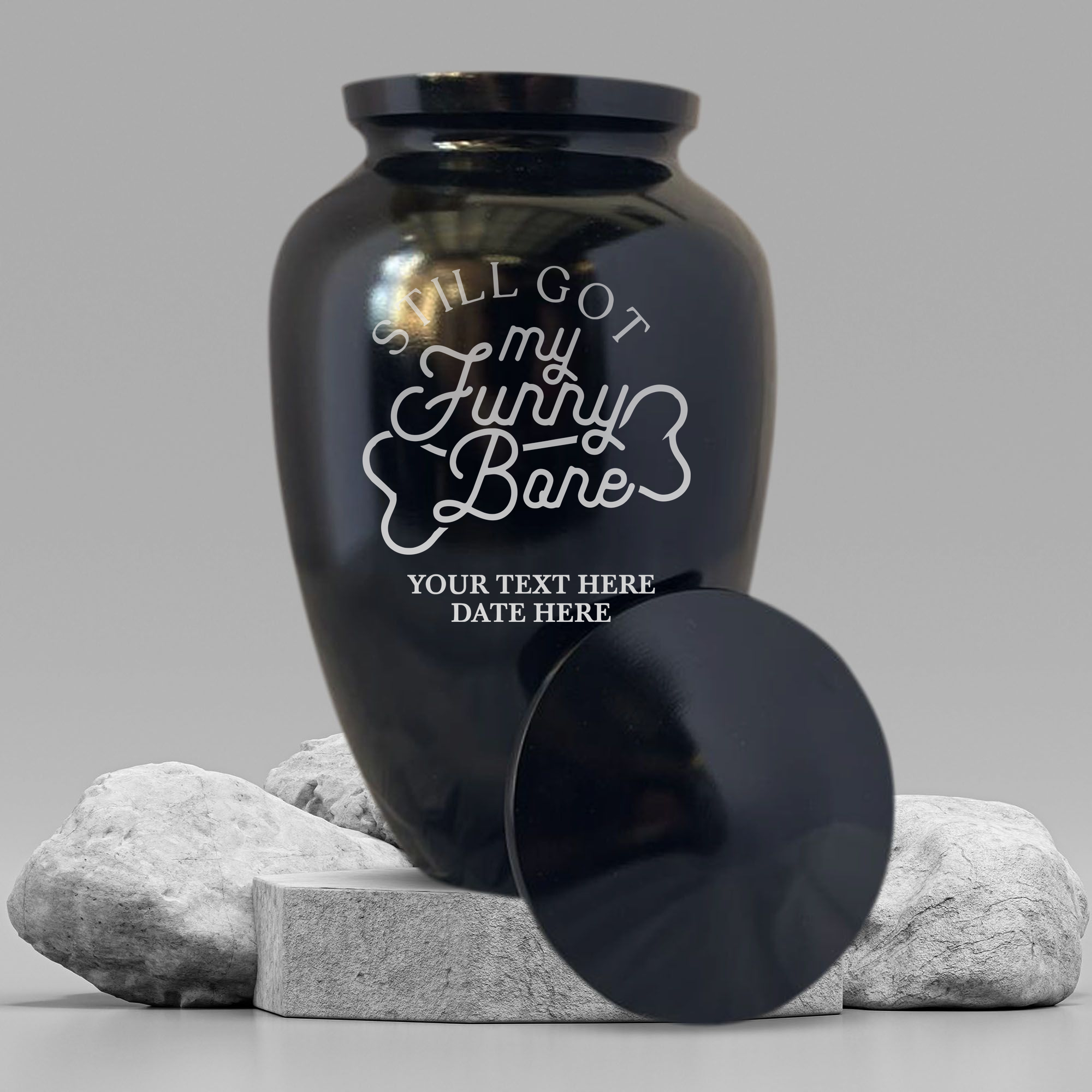 Polished Black Aluminum Human Cremation Urn - 200 Cubic Inch | Funny Memorial