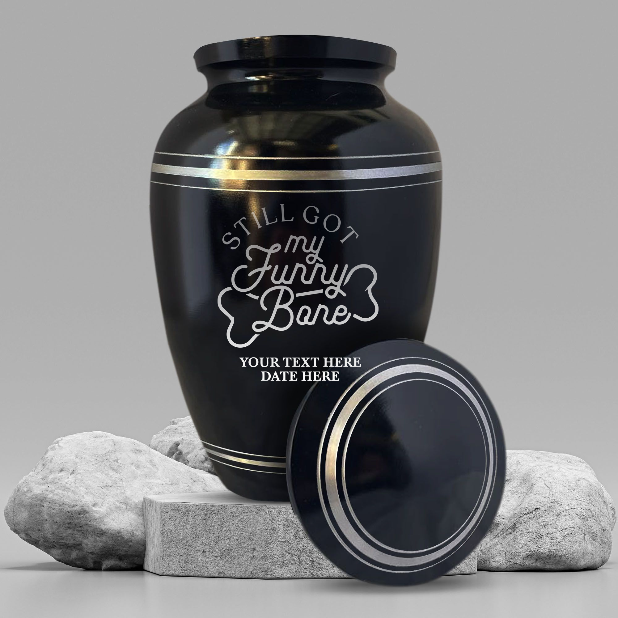 Polished Aluminum with Silver Rim Human Cremation Urn - 200 Cubic Inch | Funny Memorial