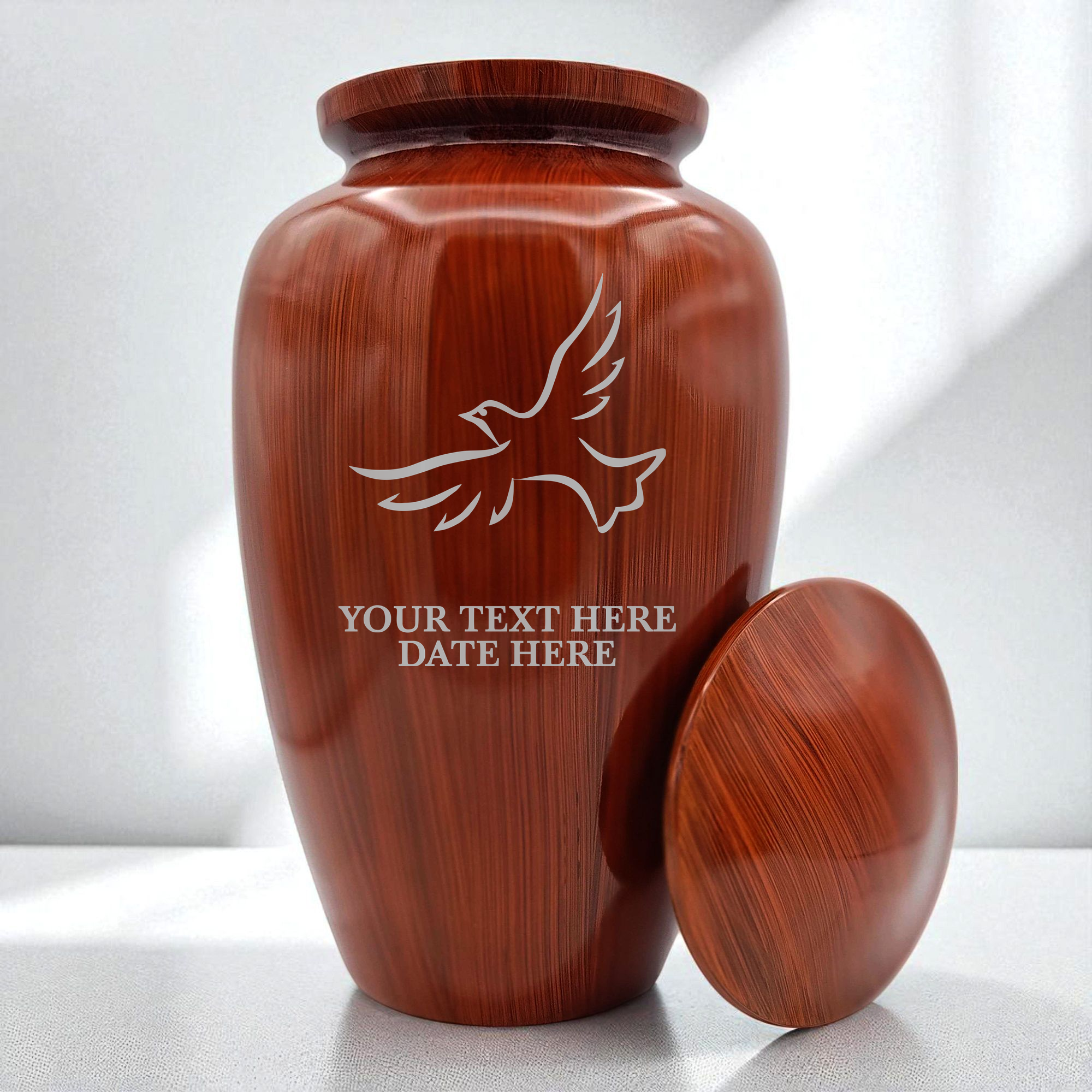 Human Cremation Urn - 200 Cubic Inch - Ingrained Wood Style Finish | Dove Memorial