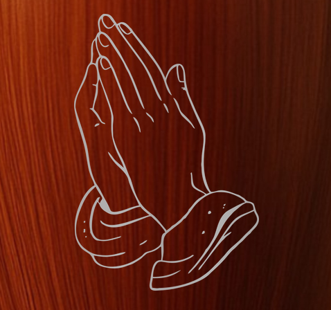 Human Cremation Urn - 200 Cubic Inch - Ingrained Wood Style Finish | Praying Hands