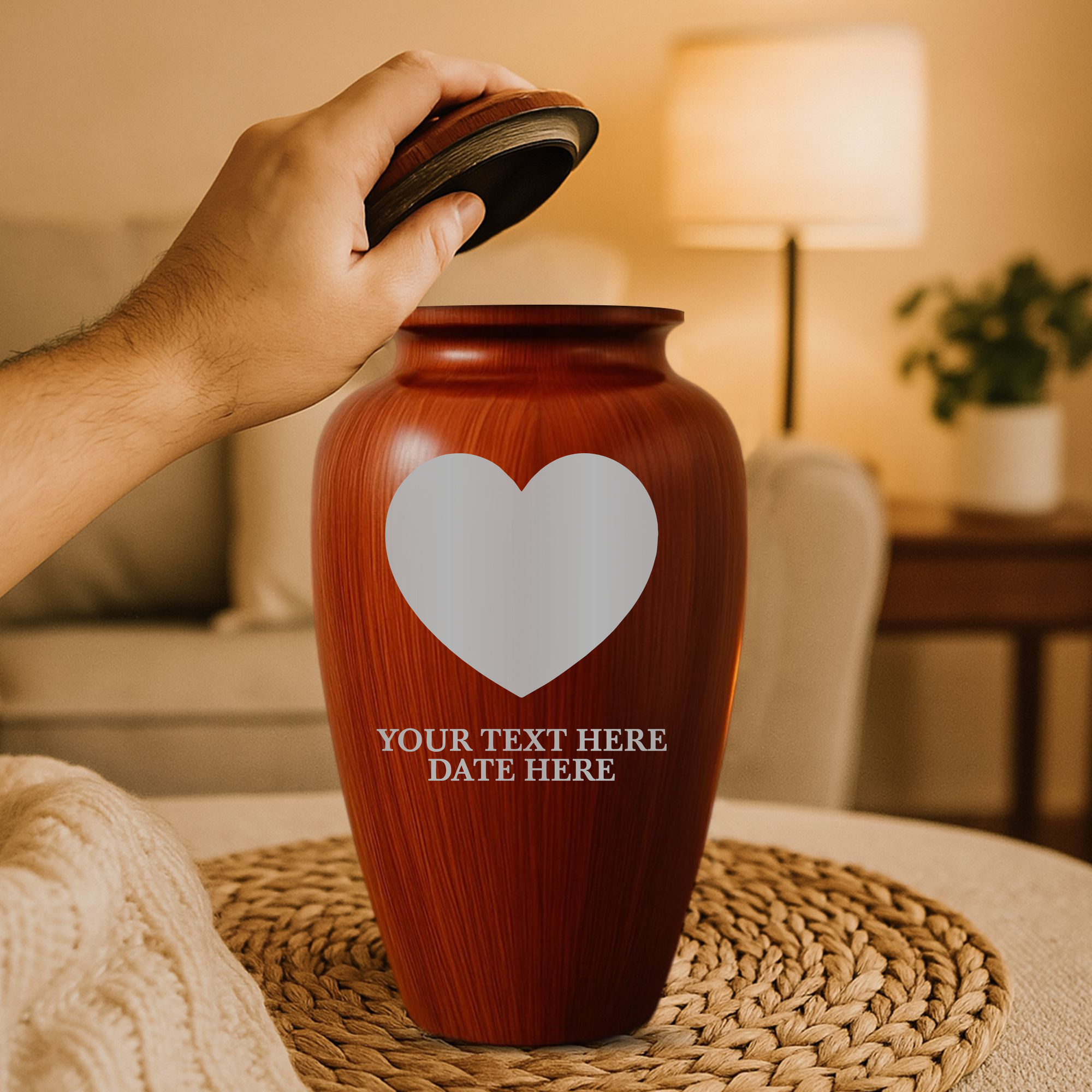 Human Cremation Urn - 200 Cubic Inch - Ingrained Wood Style Finish | Traditional Memorial