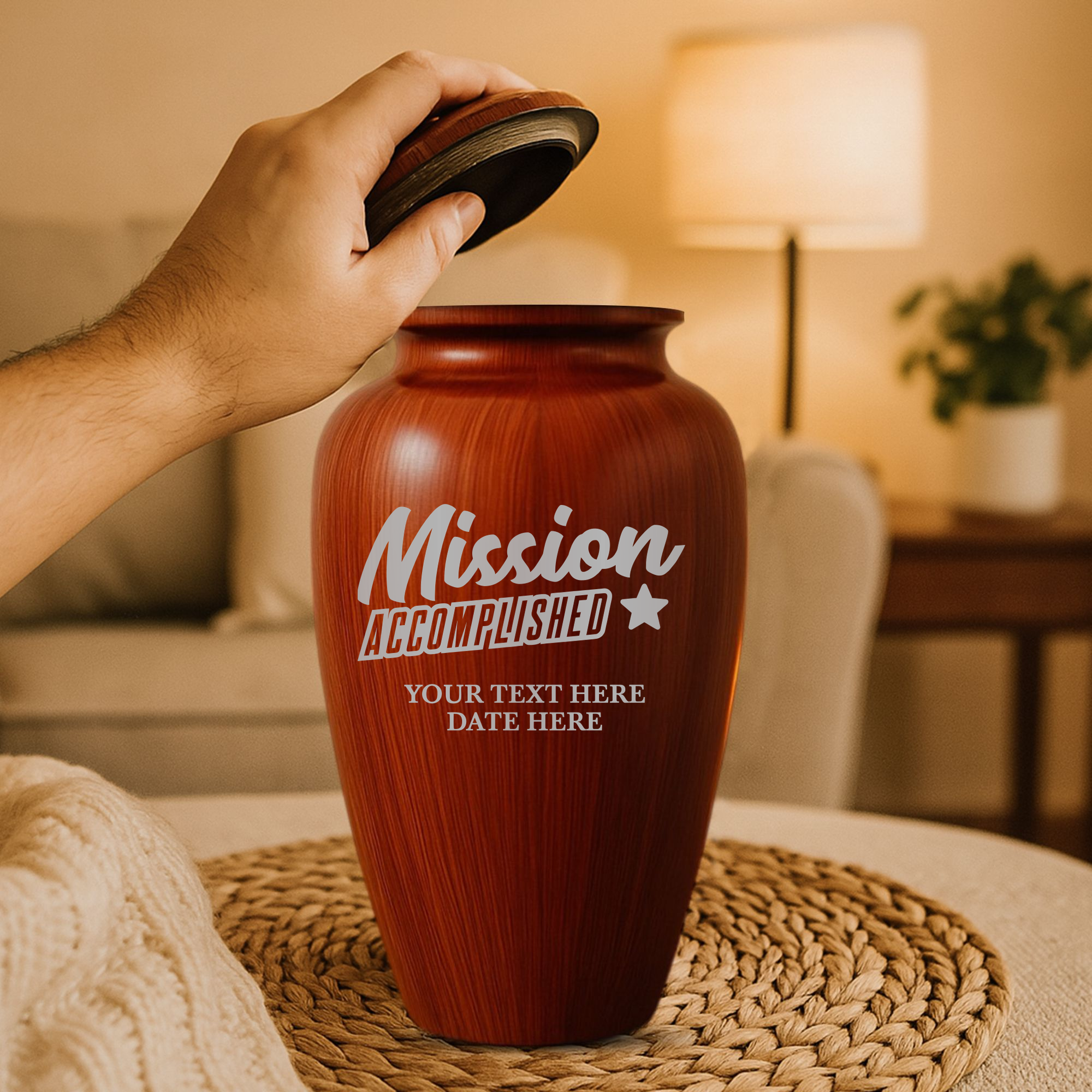 Human Cremation Urn - 200 Cubic Inch - Ingrained Wood Style Finish | Fantasy Memorial