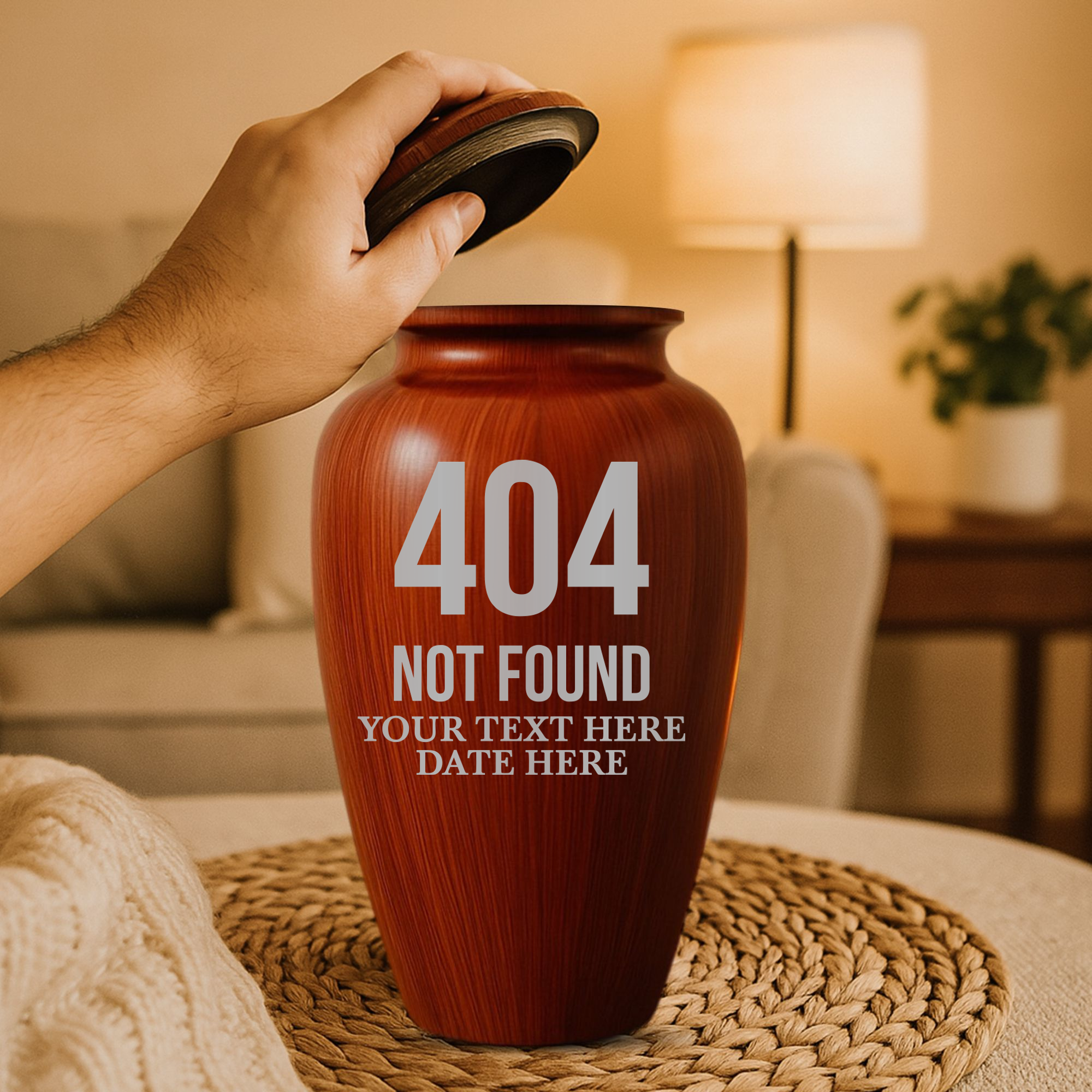 Human Cremation Urn - 200 Cubic Inch - Ingrained Wood Style Finish | Tech Humor