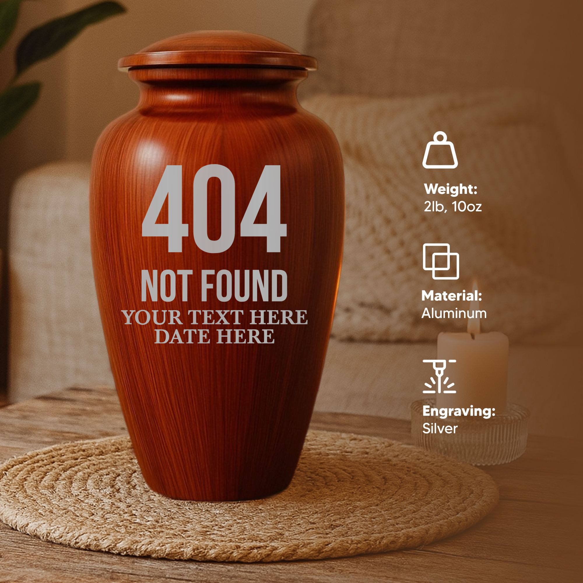 Human Cremation Urn - 200 Cubic Inch - Ingrained Wood Style Finish | Tech Humor