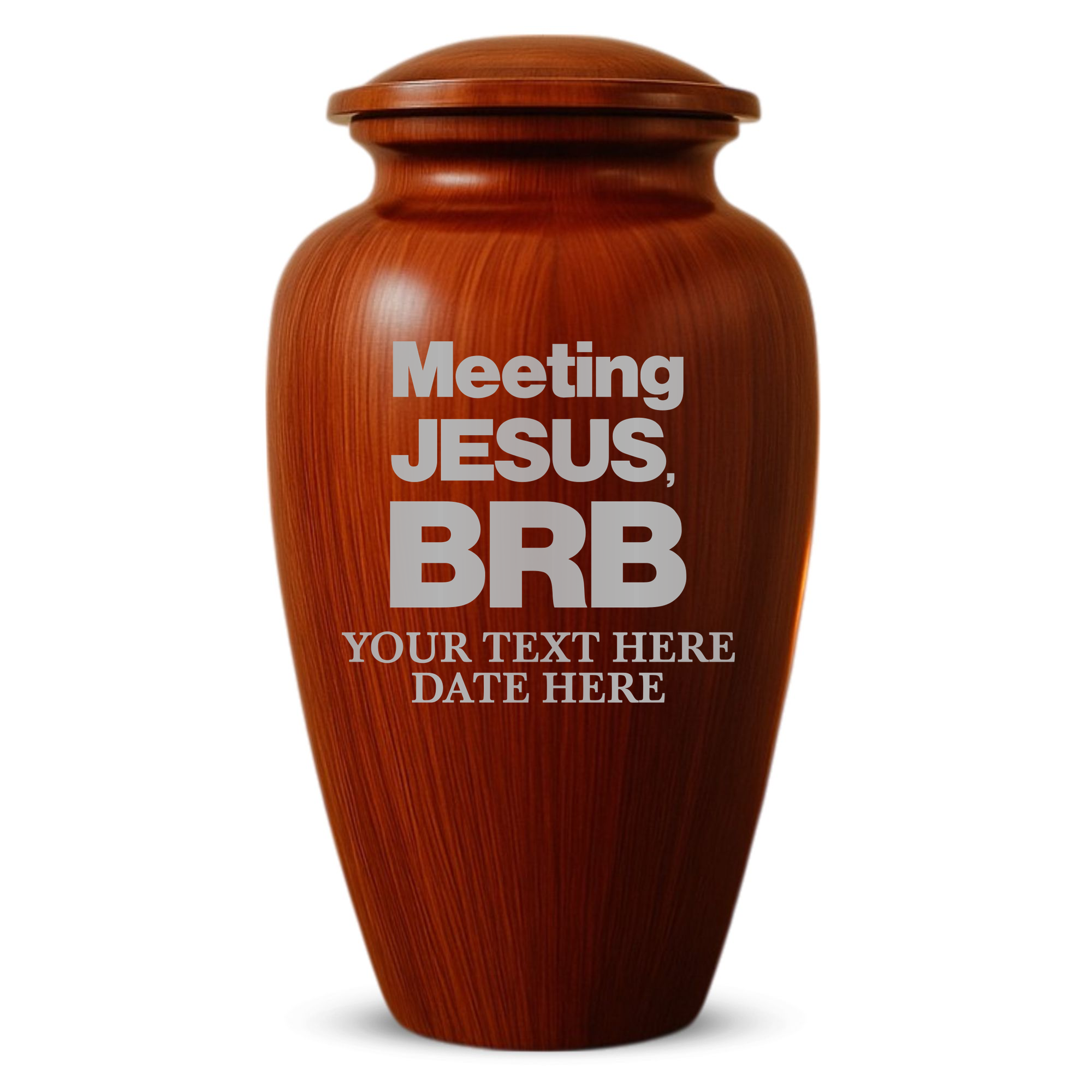 Human Cremation Urn - 200 Cubic Inch - Ingrained Wood Style Finish | Christian Humor