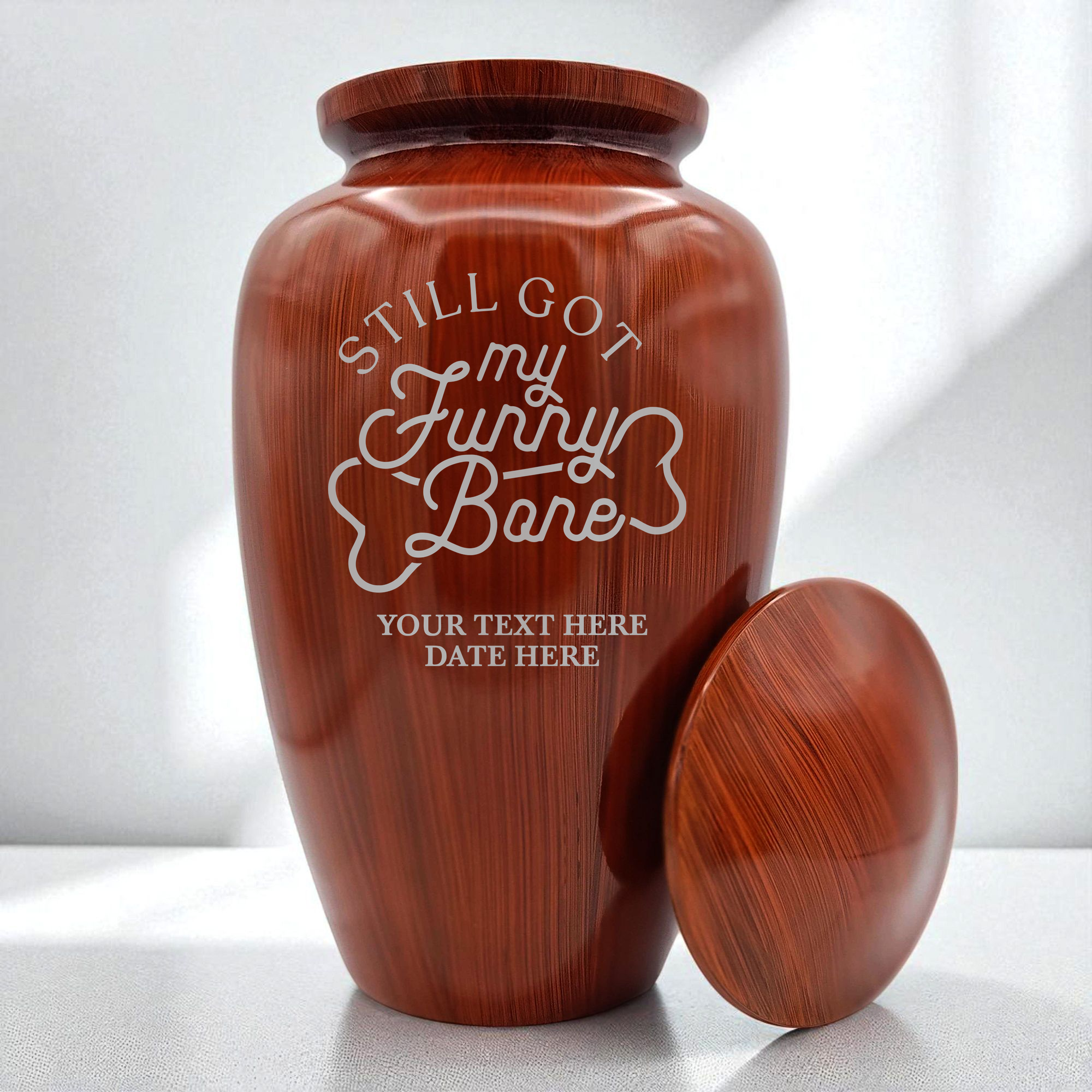 Human Cremation Urn - 200 Cubic Inch - Ingrained Wood Style Finish | Funny Memorial