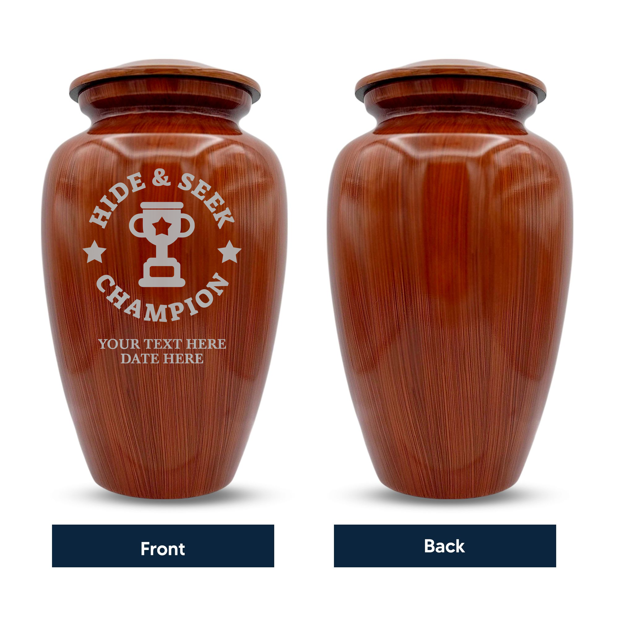 Human Cremation Urn - 200 Cubic Inch - Ingrained Wood Style Finish | Afterlife Humor