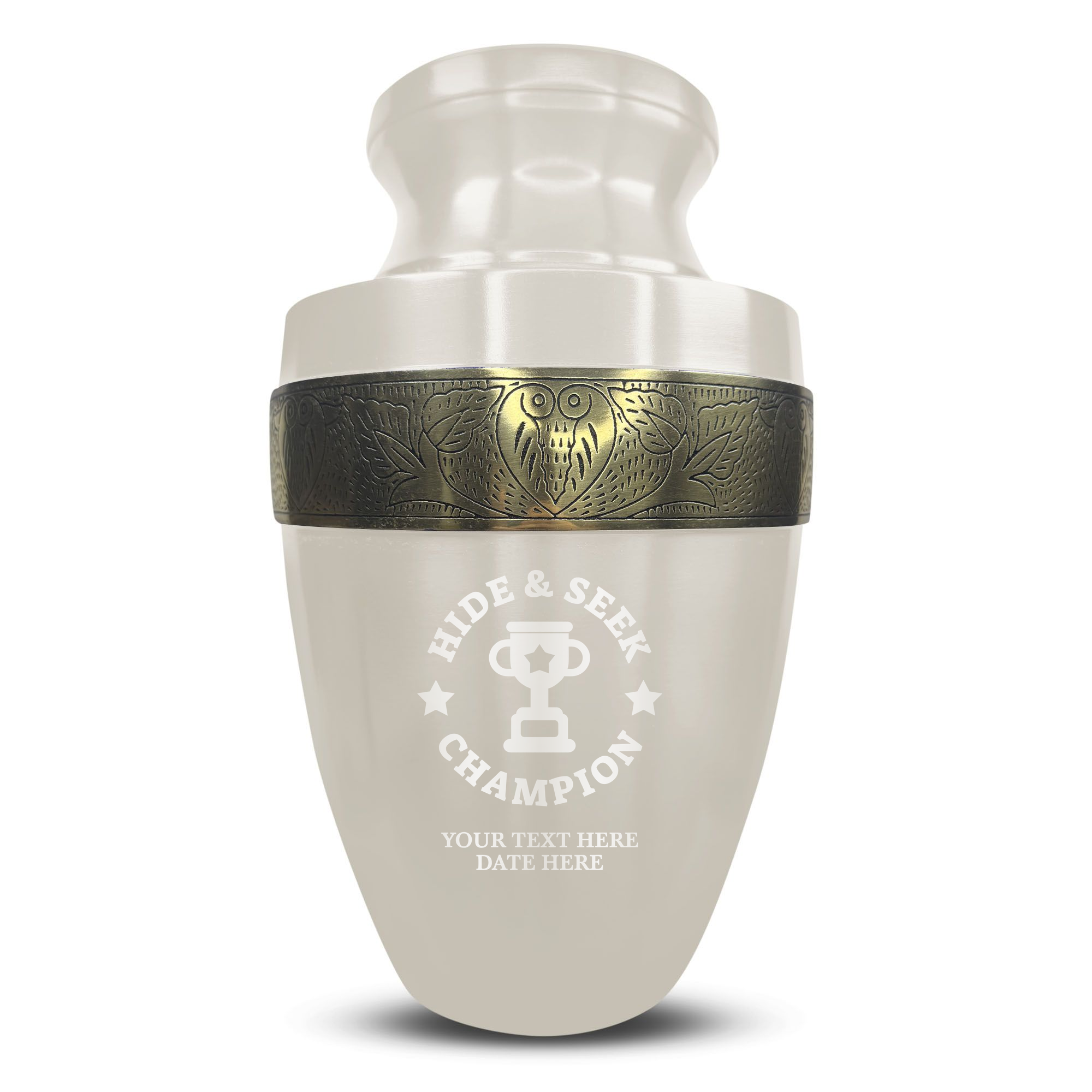 Elite Human Cremation Urn – 200 Cubic Inch – Aluminum with Gold Inlay | Afterlife Humor