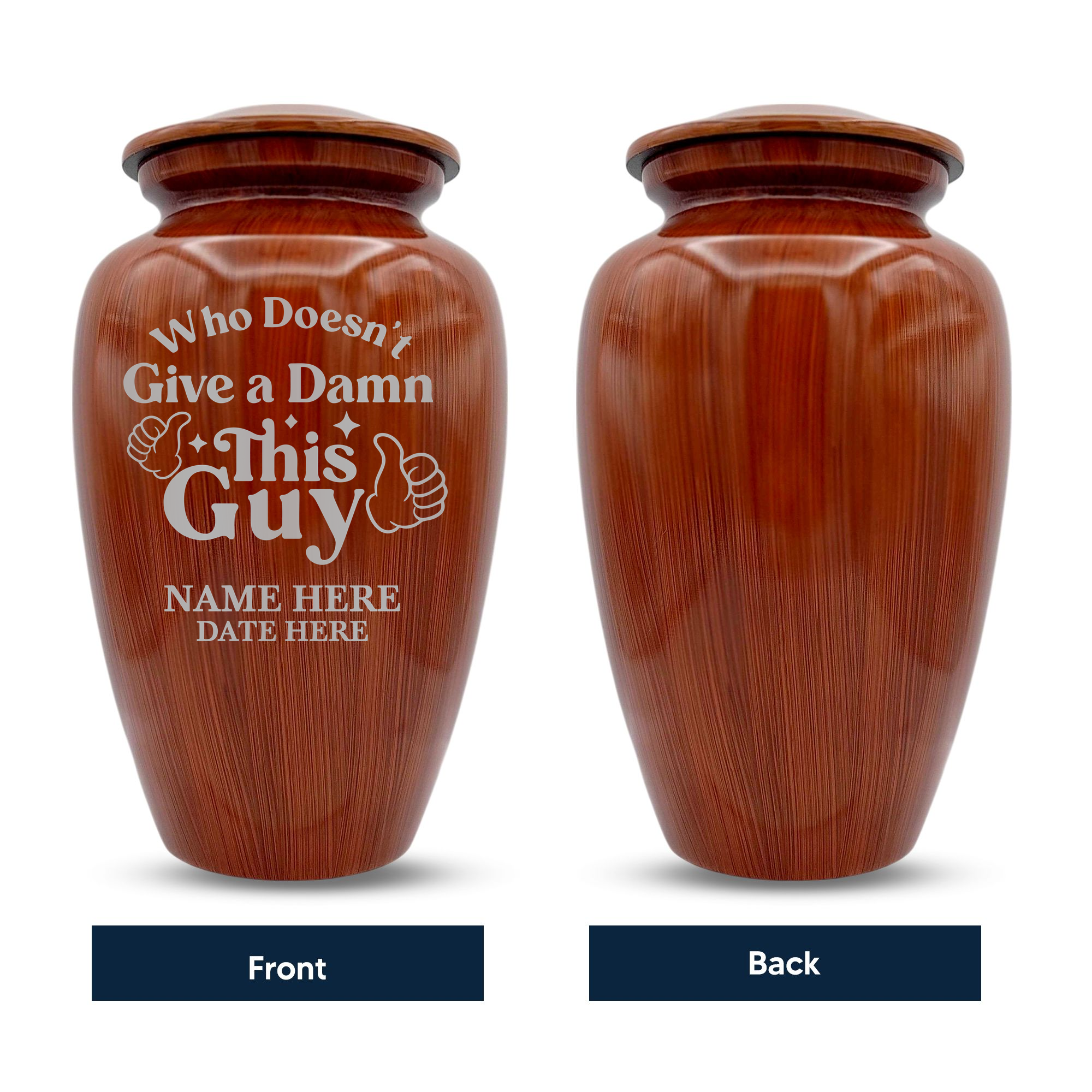 Human Cremation Urn - 200 Cubic Inch - Ingrained Wood Style Finish | Dark Humor