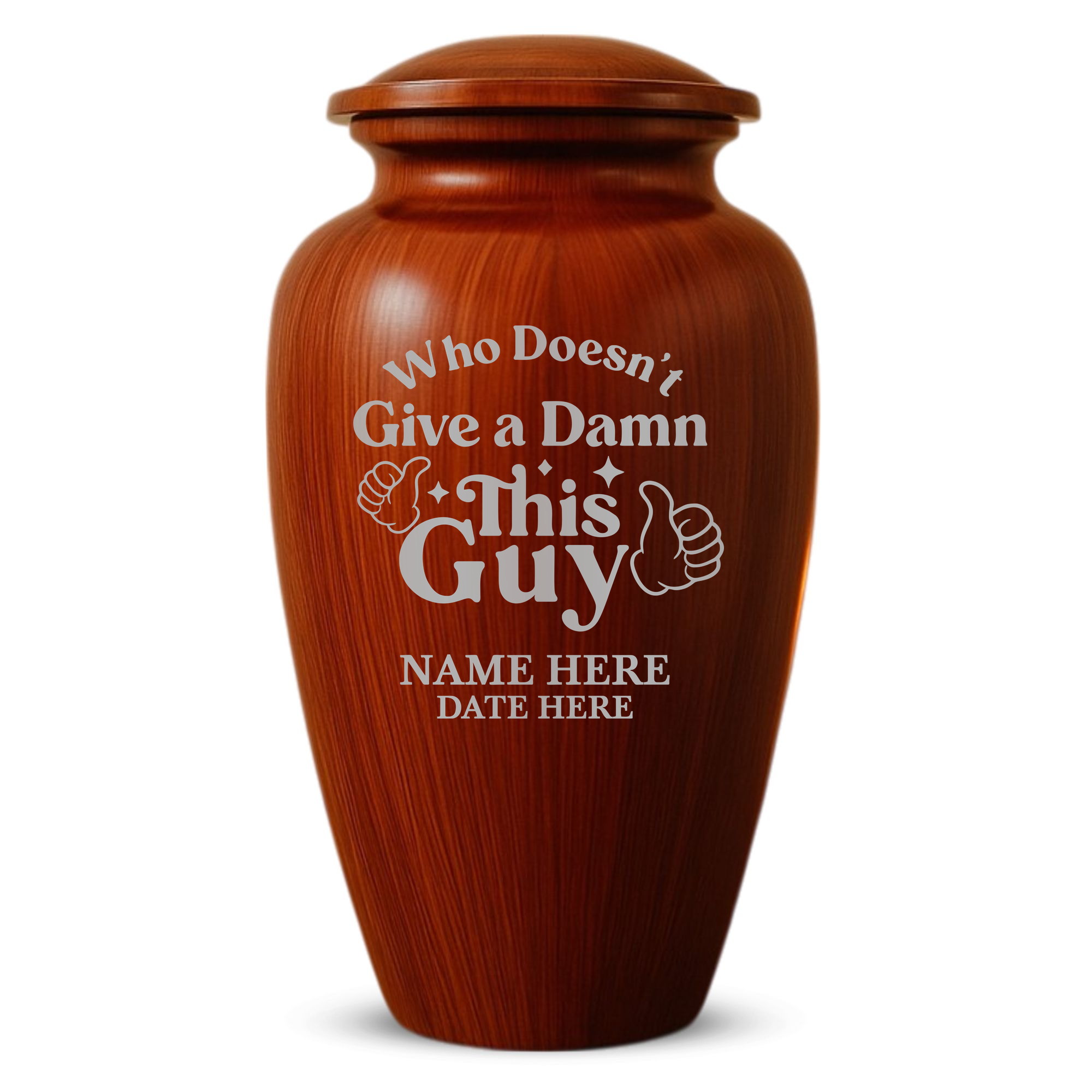 Human Cremation Urn - 200 Cubic Inch - Ingrained Wood Style Finish | Dark Humor