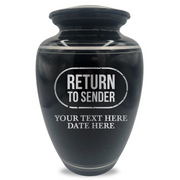 Extra Large Human Cremation Urn - 350 Cubic Inch - Black Spotted Finish with Silver Rim | Office Humor