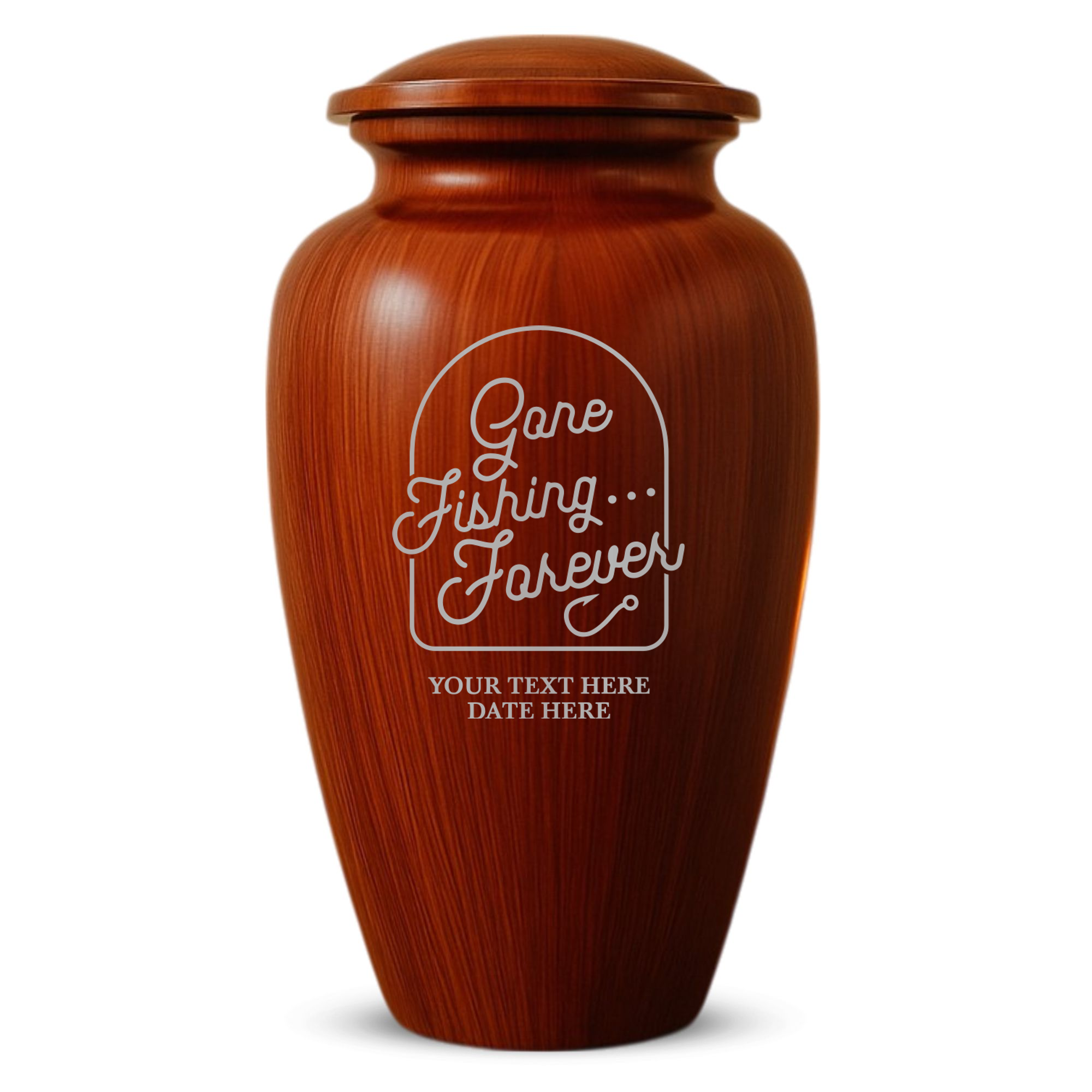 Human Cremation Urn - 200 Cubic Inch - Ingrained Wood Style Finish | Fisherman Tribute