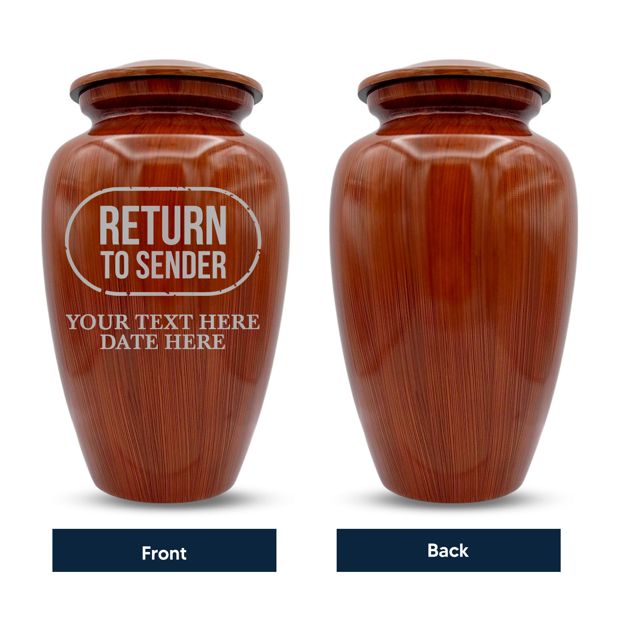 Human Cremation Urn - 200 Cubic Inch - Ingrained Wood Style Finish | Office Humor