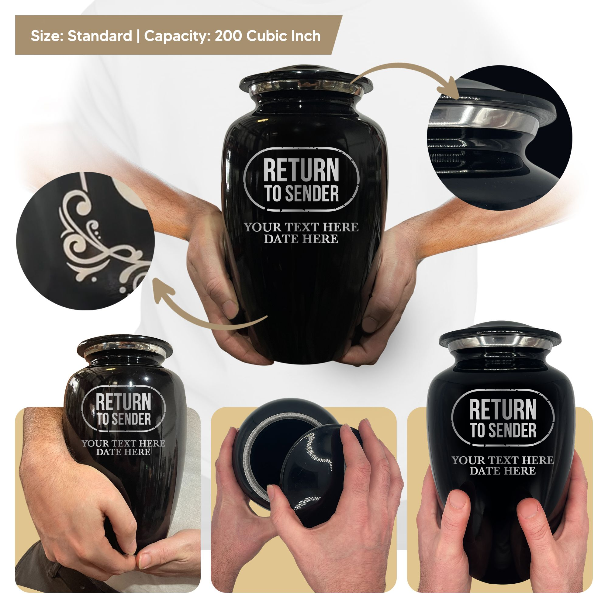 Splendor Human Cremation Urn - 200 Cubic Inch Capacity - Metal | Office Humor