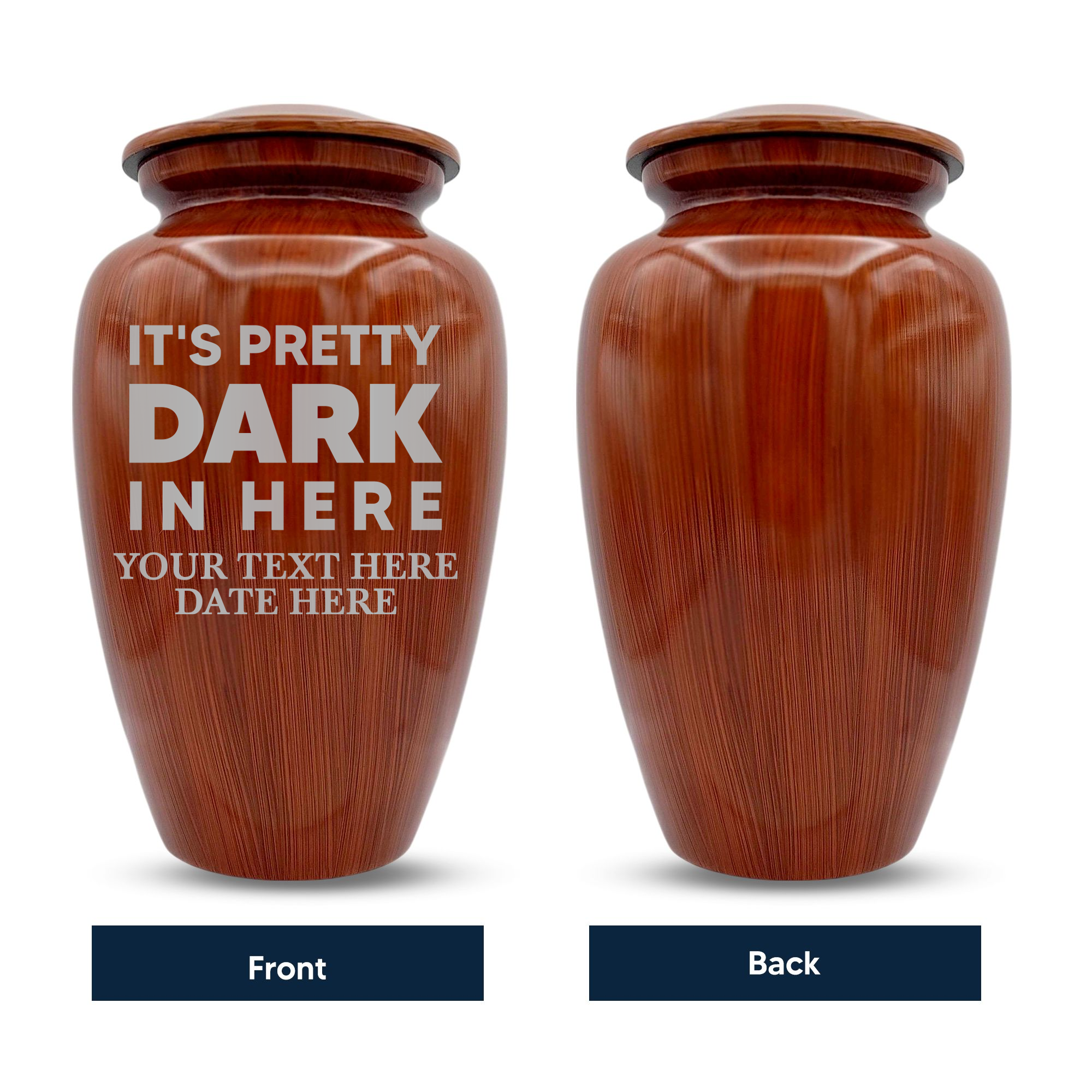 Human Cremation Urn - 200 Cubic Inch - Ingrained Wood Style Finish | Just Funny Memorial