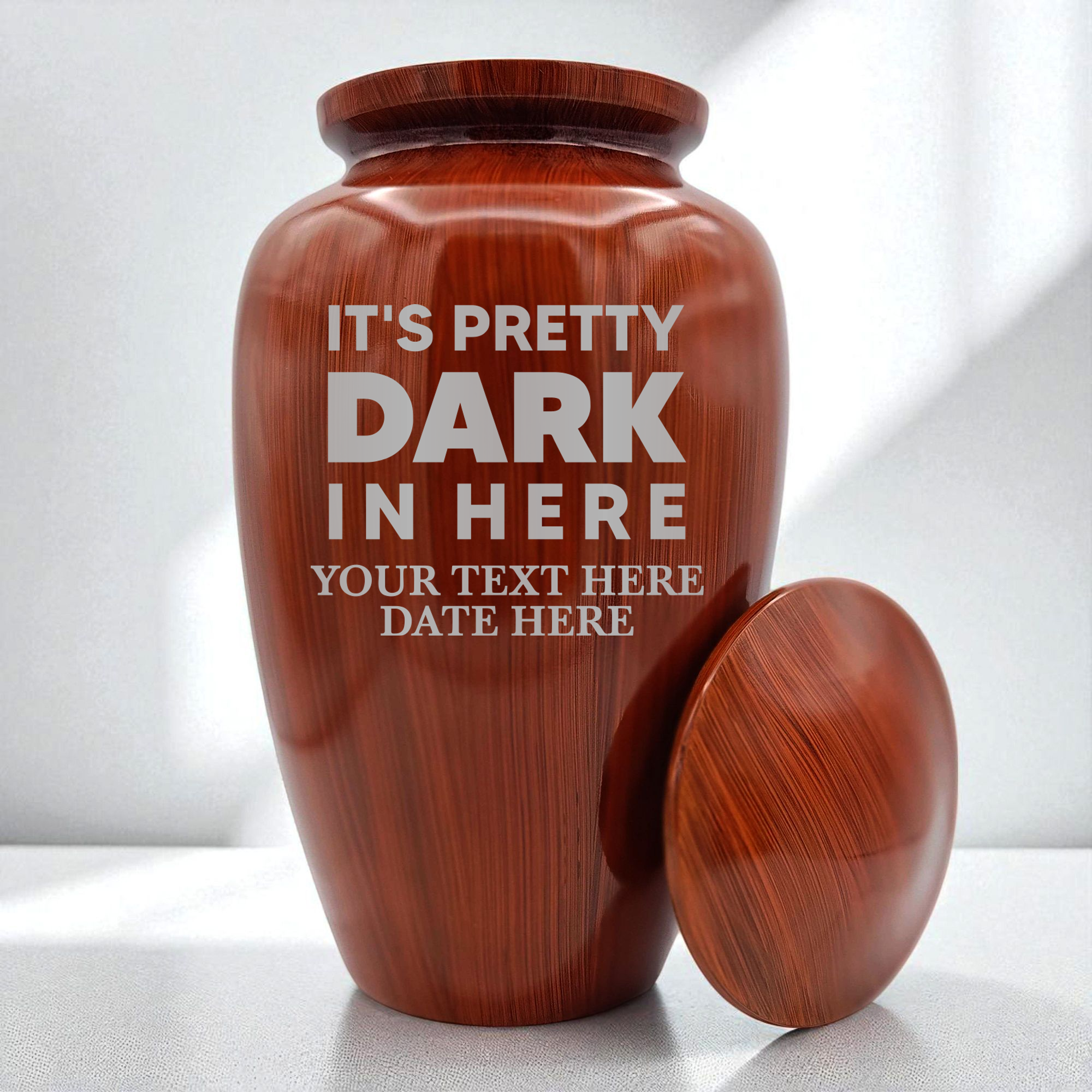 Human Cremation Urn - 200 Cubic Inch - Ingrained Wood Style Finish | Just Funny Memorial