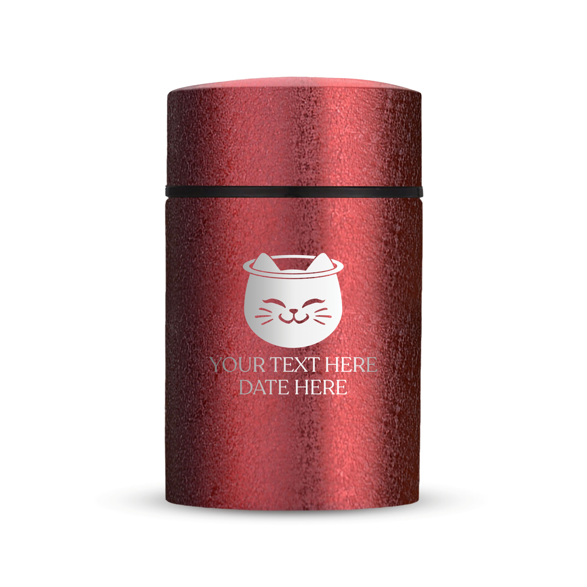 Custom Compact Mini Keepsake Cat Urn - Stainless Steel - Textured Finish - 8 Cubic Inch | Classic Cat Memorial