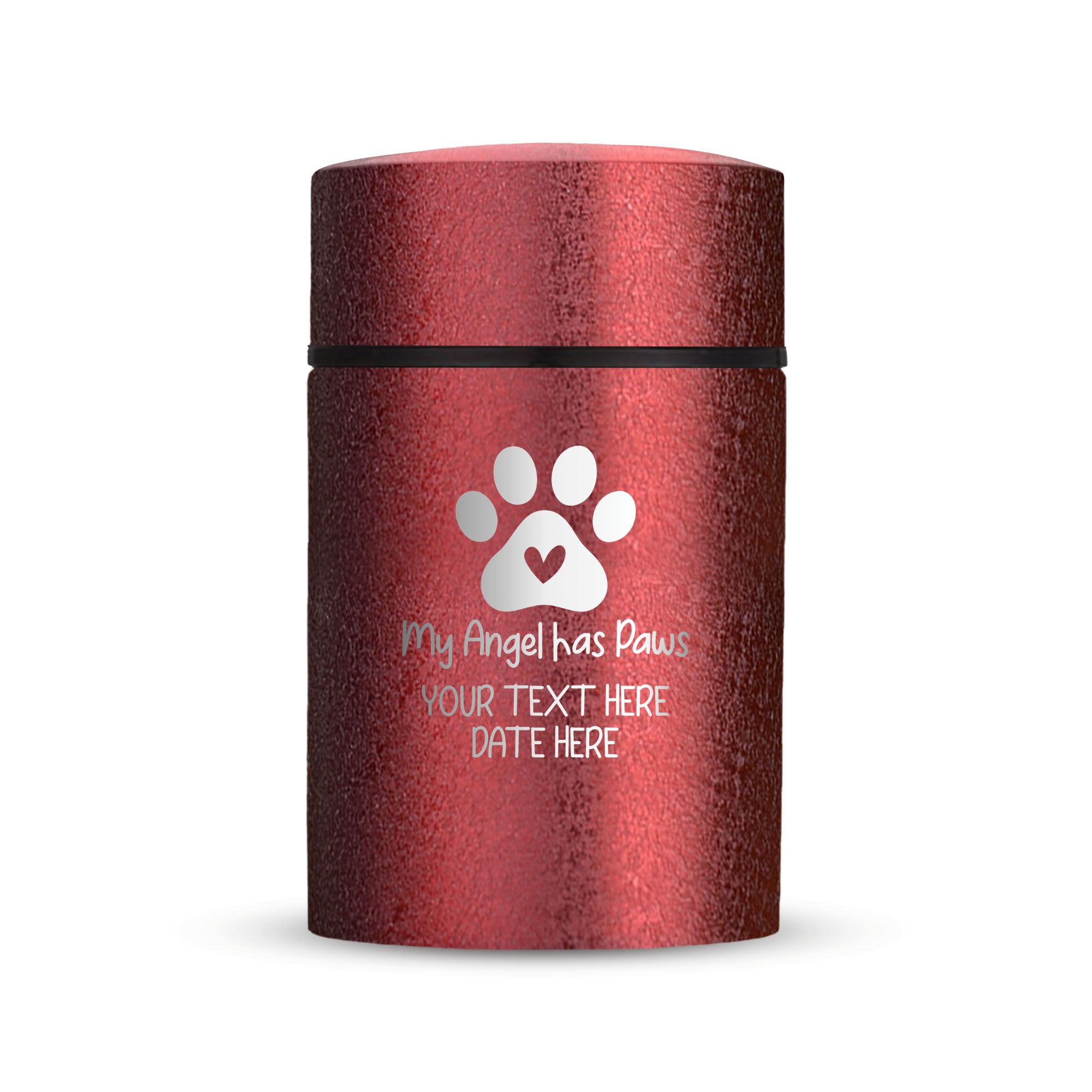 Custom Compact Mini Keepsake Cat Urn - Stainless Steel - Textured Finish - 8 Cubic Inch | Classic Cat Memorial