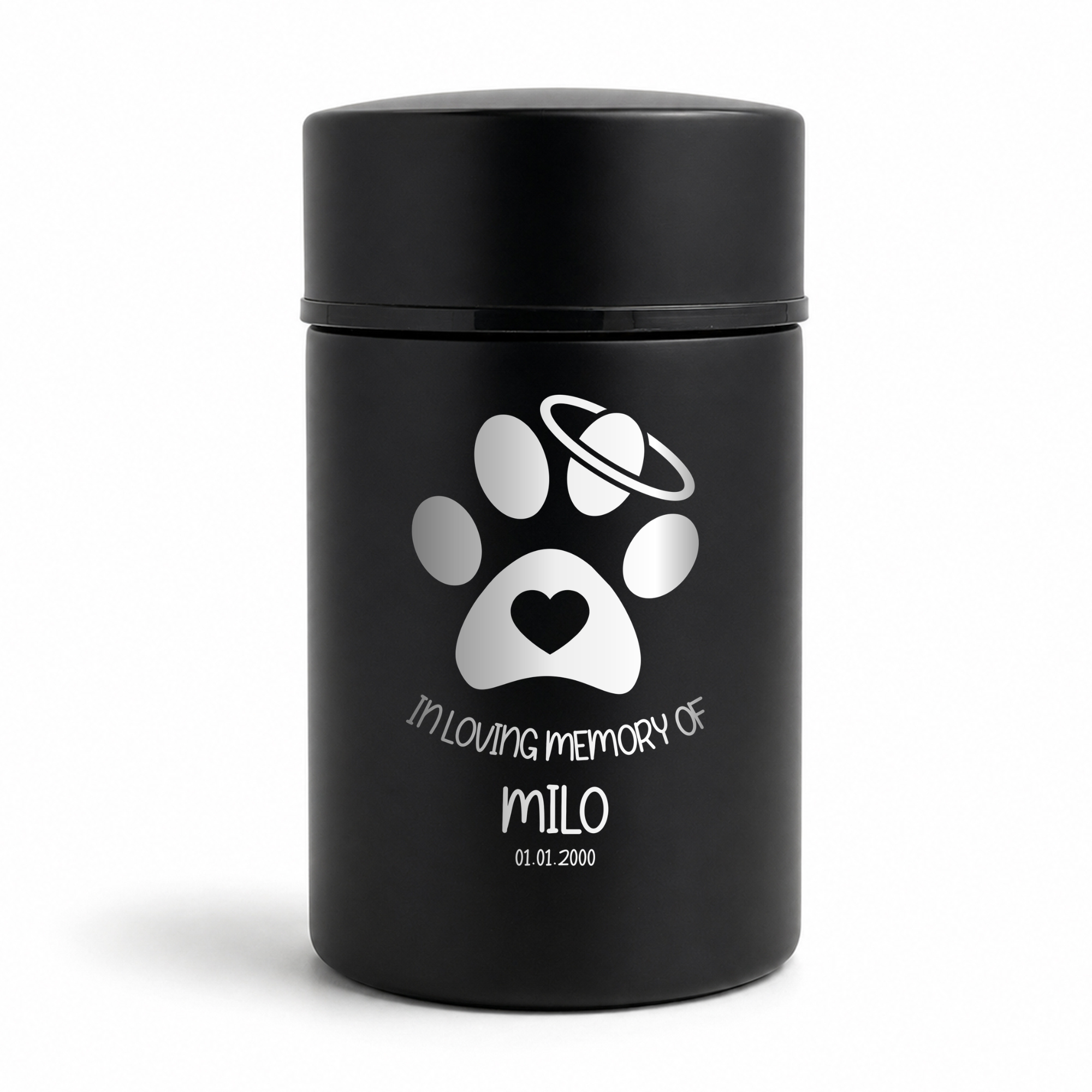 Custom Compact Mini Keepsake Cat Urn - Stainless Steel - Textured Finish - 8 Cubic Inch | Classic Cat Memorial