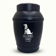 Custom Dog Urn - Standard Size - Stainless Steel - Black - 40 Cubic Inch | Human Bestfriend