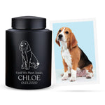 Custom Engraved Large Pet Memorial Dog Urn with Personalized Photo/Image - Round Powder Coated Steel Urns for Dogs Ashes, Pet Size 90-115 lbs | Name, Date, and Text Engraving Included | (Black)