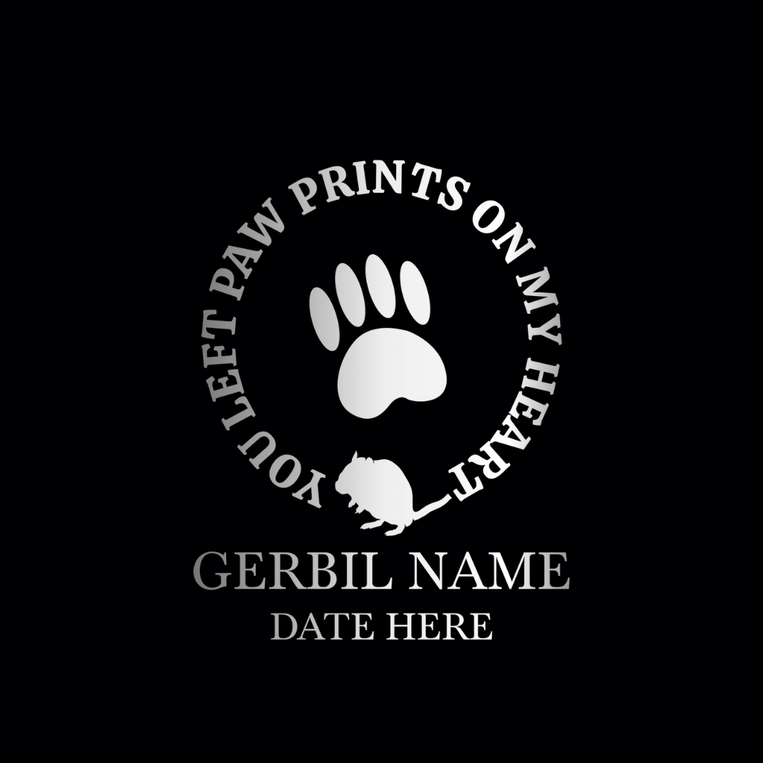 Personalized Small Keepsake Urn Engraved with Pet Name, Date, and Design - 5.2" Black Powder Coated Steel Cremation Urn for Gerbil Memorial Ashes | 12-16 lb Capacity, Gerbil Paw Print