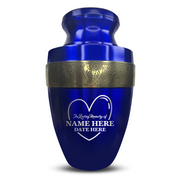 Personalized Adult Human Cremation Urn with Custom Engraved Name on Metal Aluminum Vessel for Ashes and Remains | Elite Series Human Urn with Gold Inlay | 200 Lbs | Heart | Black