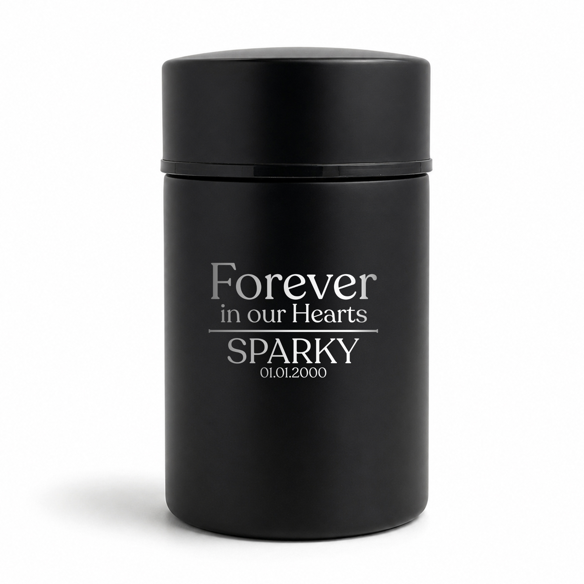 Custom Compact Mini Keepsake Cat Urn - Stainless Steel - Textured Finish - 8 Cubic Inch| Heart & Whiskers Collection